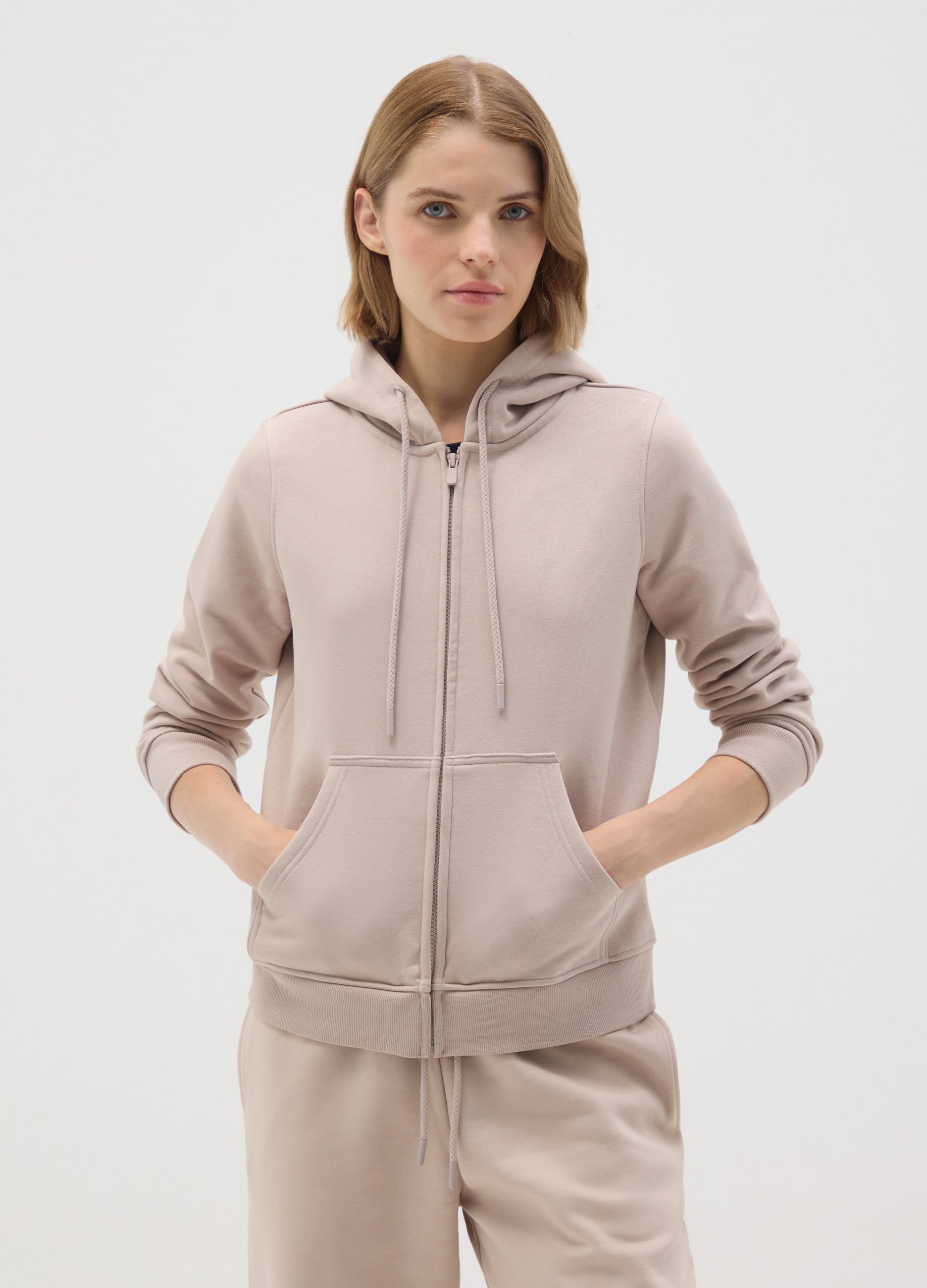 OVS, Beige Baumwoll-mischung Sweatshirt Im Regular Fit, Frau, Hellbeige, Größe: 36