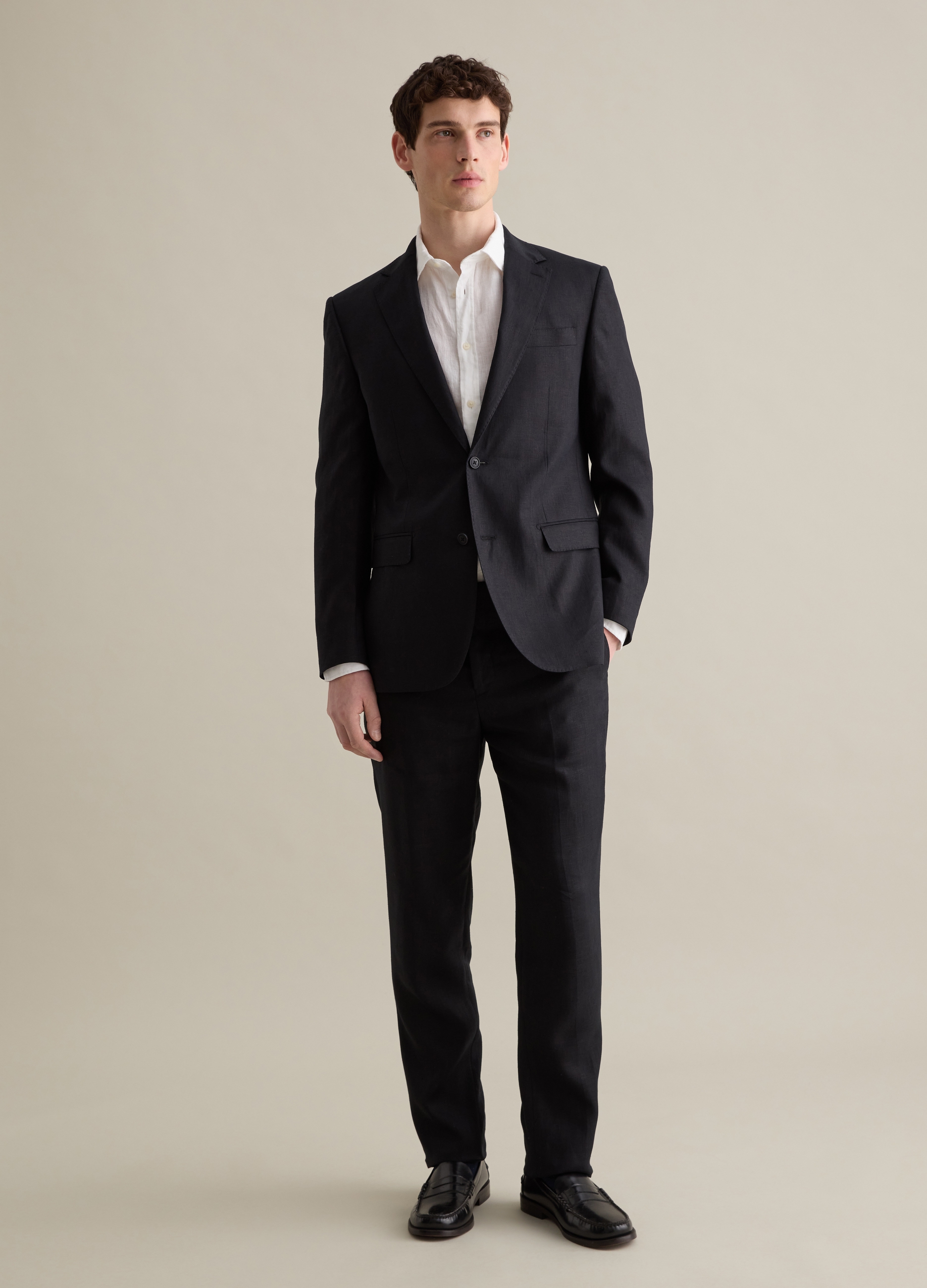 PIOMBO, Pantaloni Slim Fit In Lino, Uomo, Nero, Taglia: 50