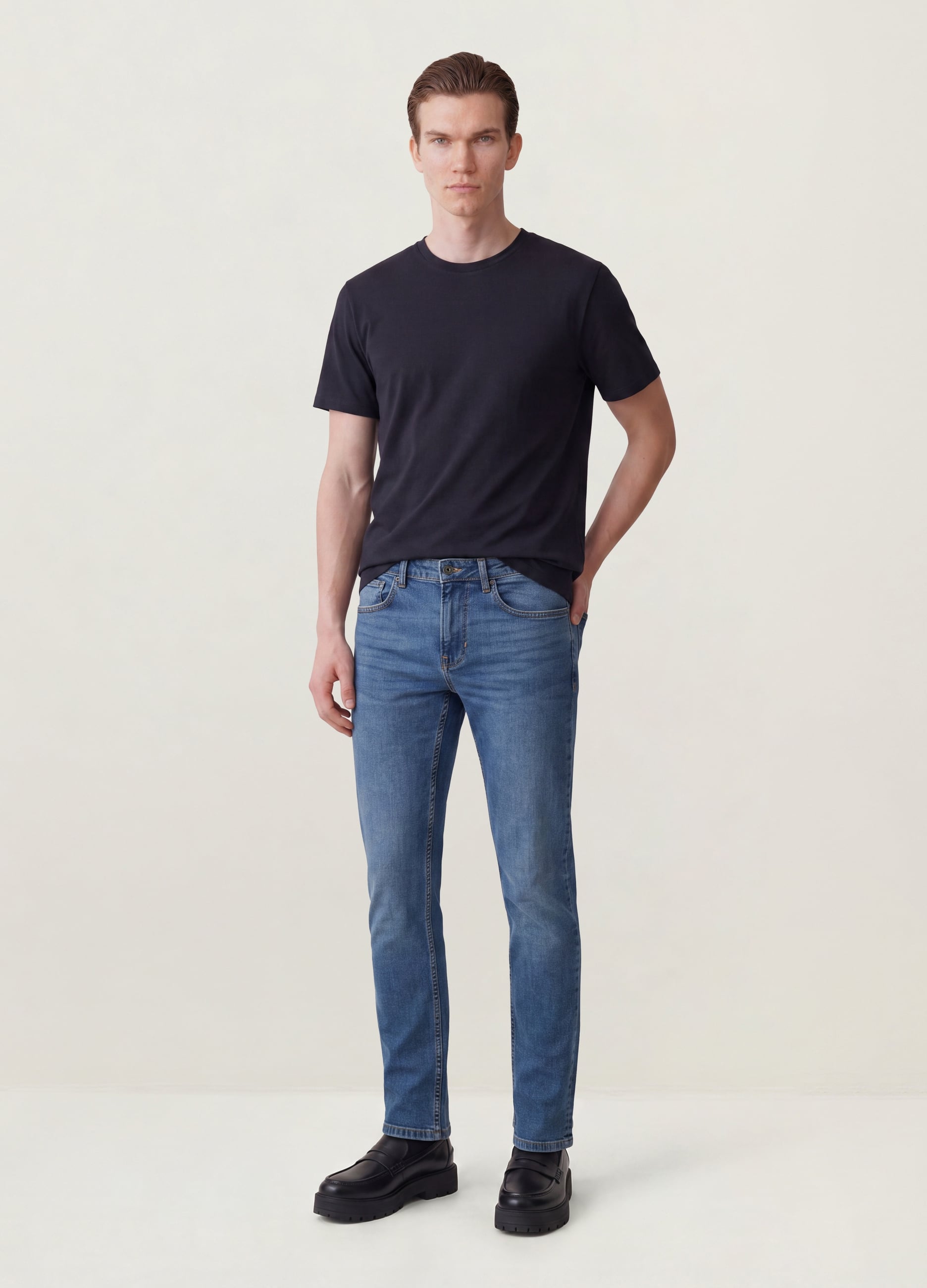 REPUBLIC OF DENIM, Jeans Blu Slim Fit In Cotone Elasticizzato, Uomo, Blu, Taglia: 54