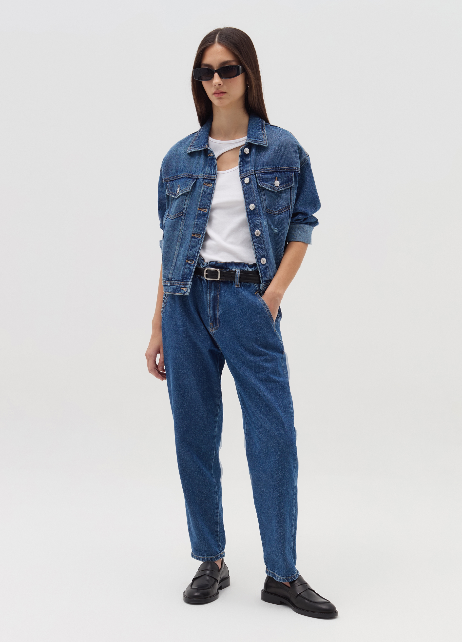 Vaqueros Paper Bag Con Bolsillos, Mujer, Lavado oscuro, Talla: 40