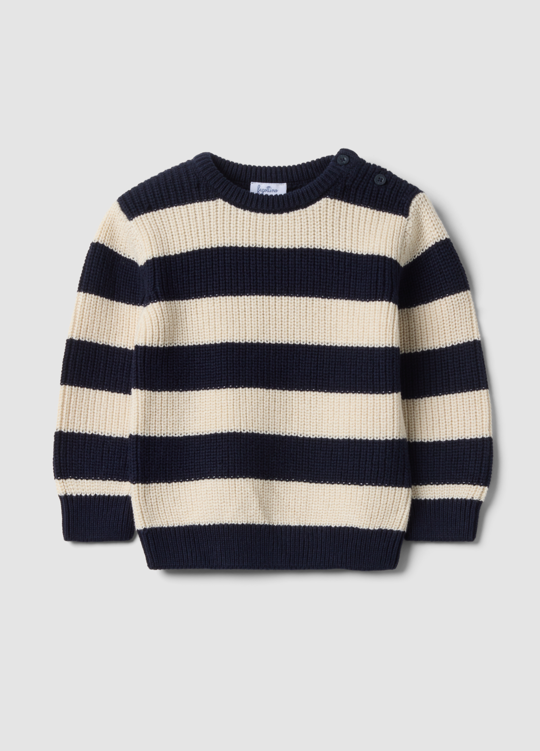 FAGOTTINO, Maglia Blu In Puro Cotone A Righe Con Girocollo Per Bimbo, Bambino, Blu, Taglia: 24-30