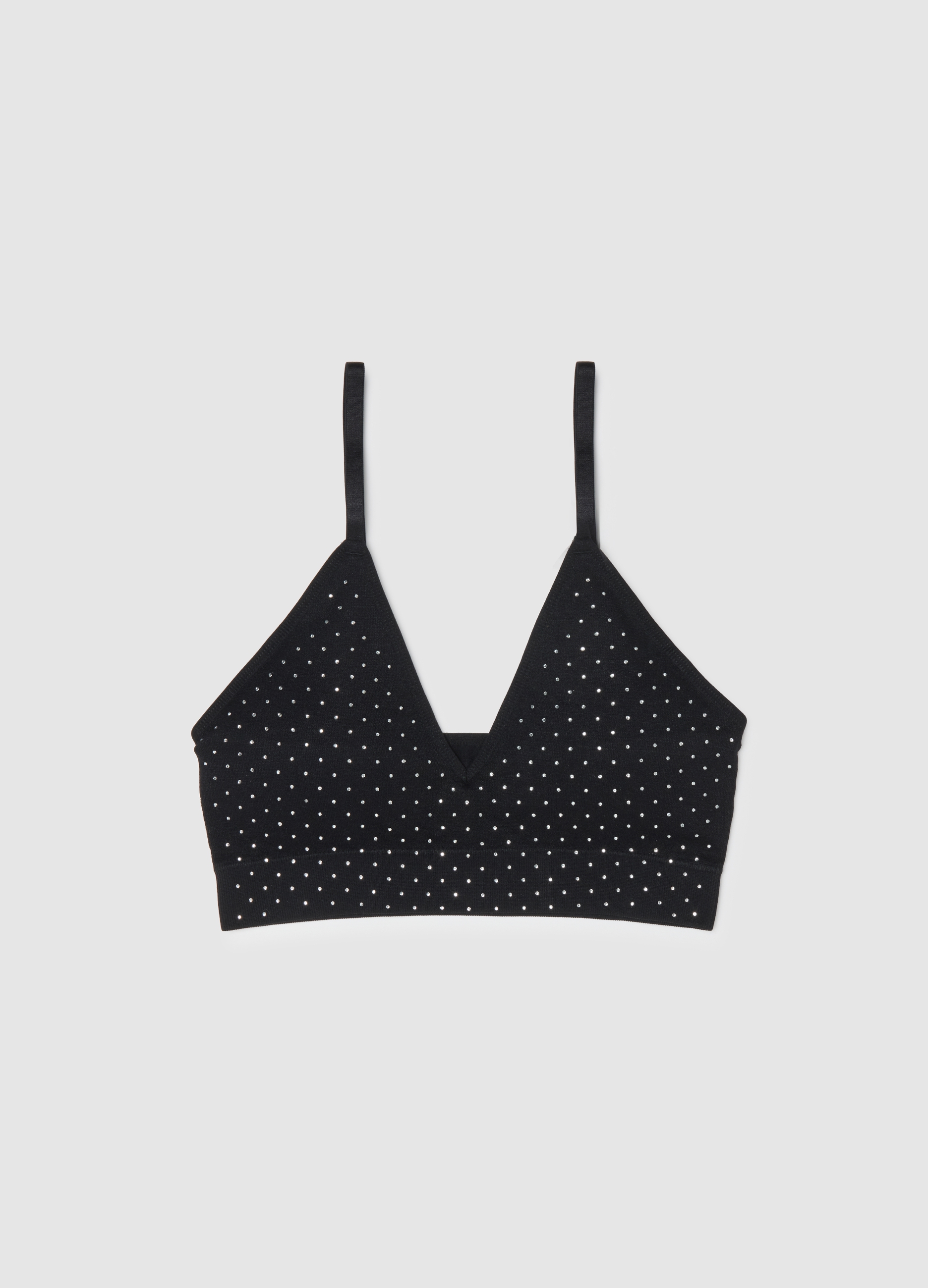 Sujetador Triángulo Negro Con Esquinas, Mujer, Gunmetal, Talla: 36