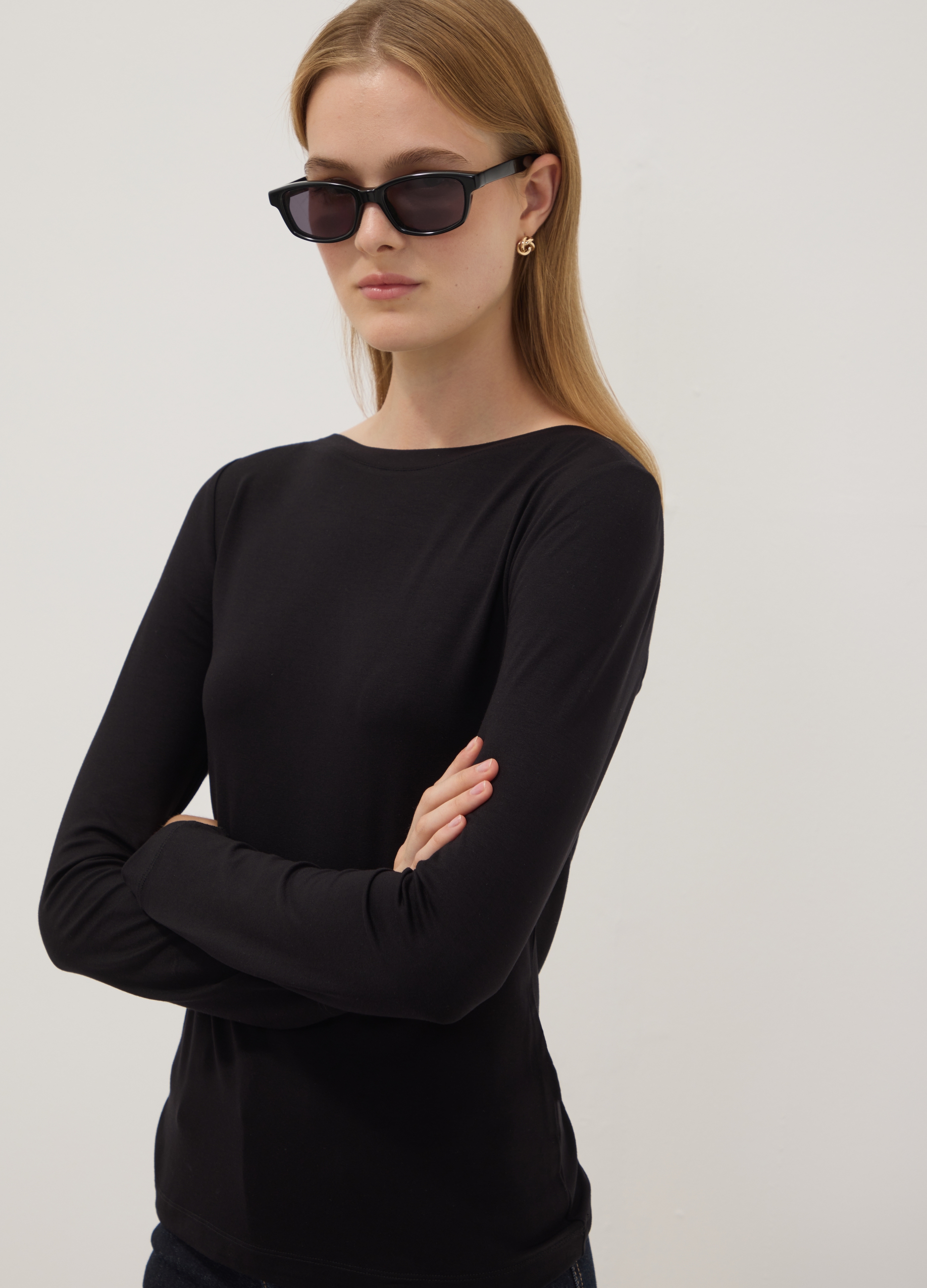 OVS, T-shirt Nera In Viscosa Elasticizzata Slim Fit, Donna, Nero, Taglia: XS
