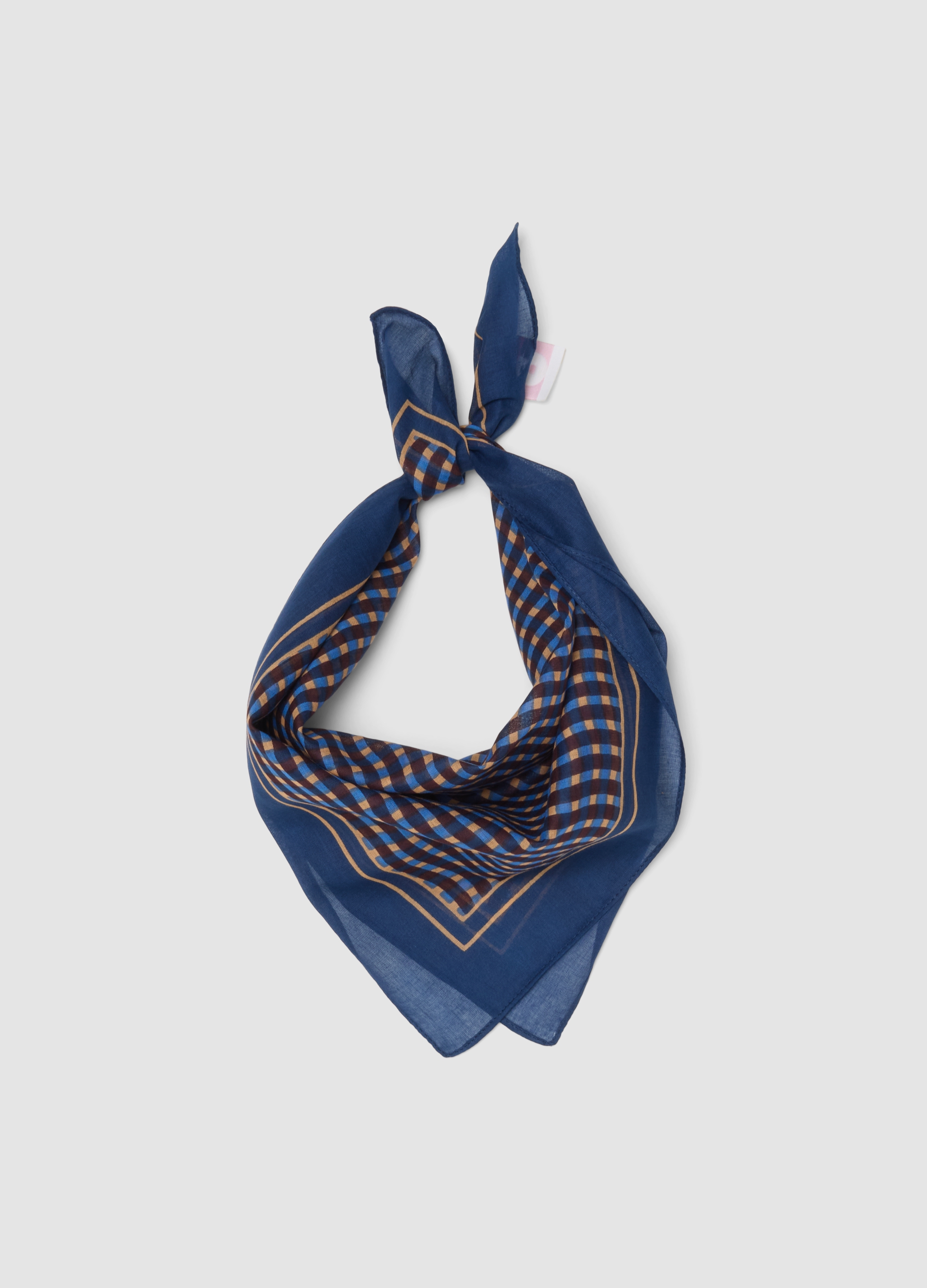 Pañuelo De Algodón Puro A Cuadros Multicolor, Mujer, Azul/marrón, Talla: FASUL