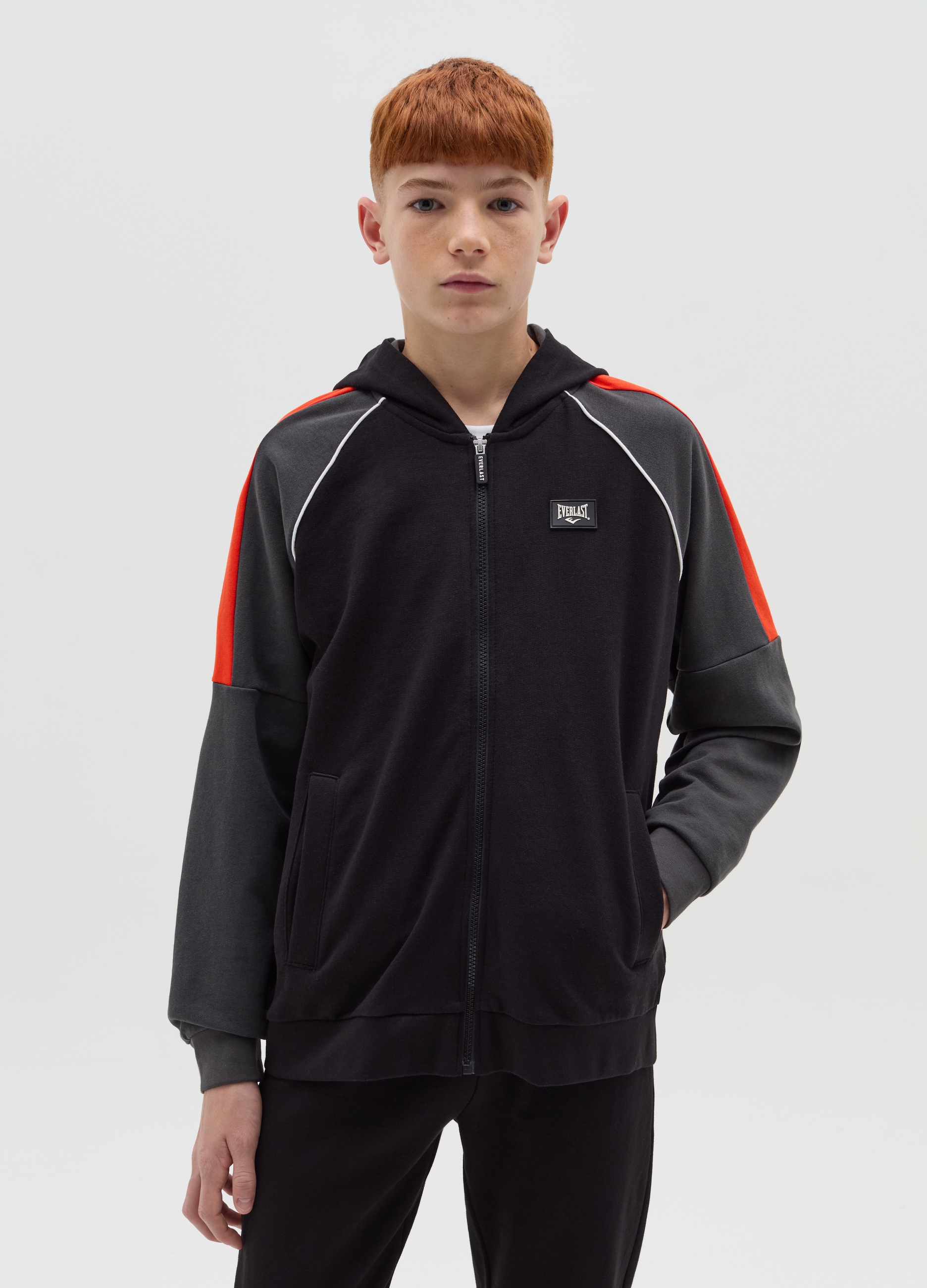 EVERLAST, Full-zip Con Cappuccio E Patch Logo, Bambino, Multicolor, Taglia: 13-14