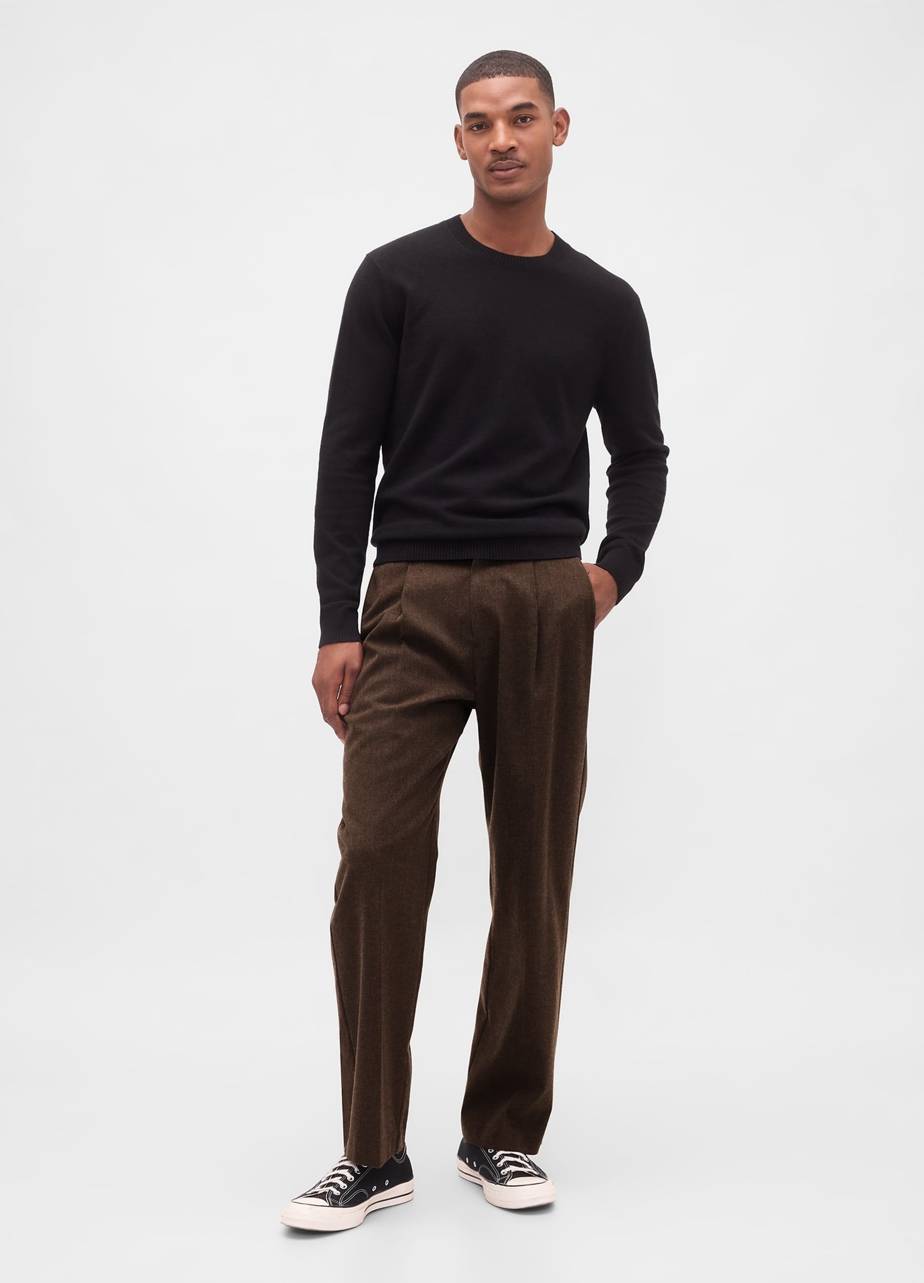 GAP, Pantaloni Straight In Misto Lana Elasticizzato, Uomo, Marrone, Taglia: 36 x 32