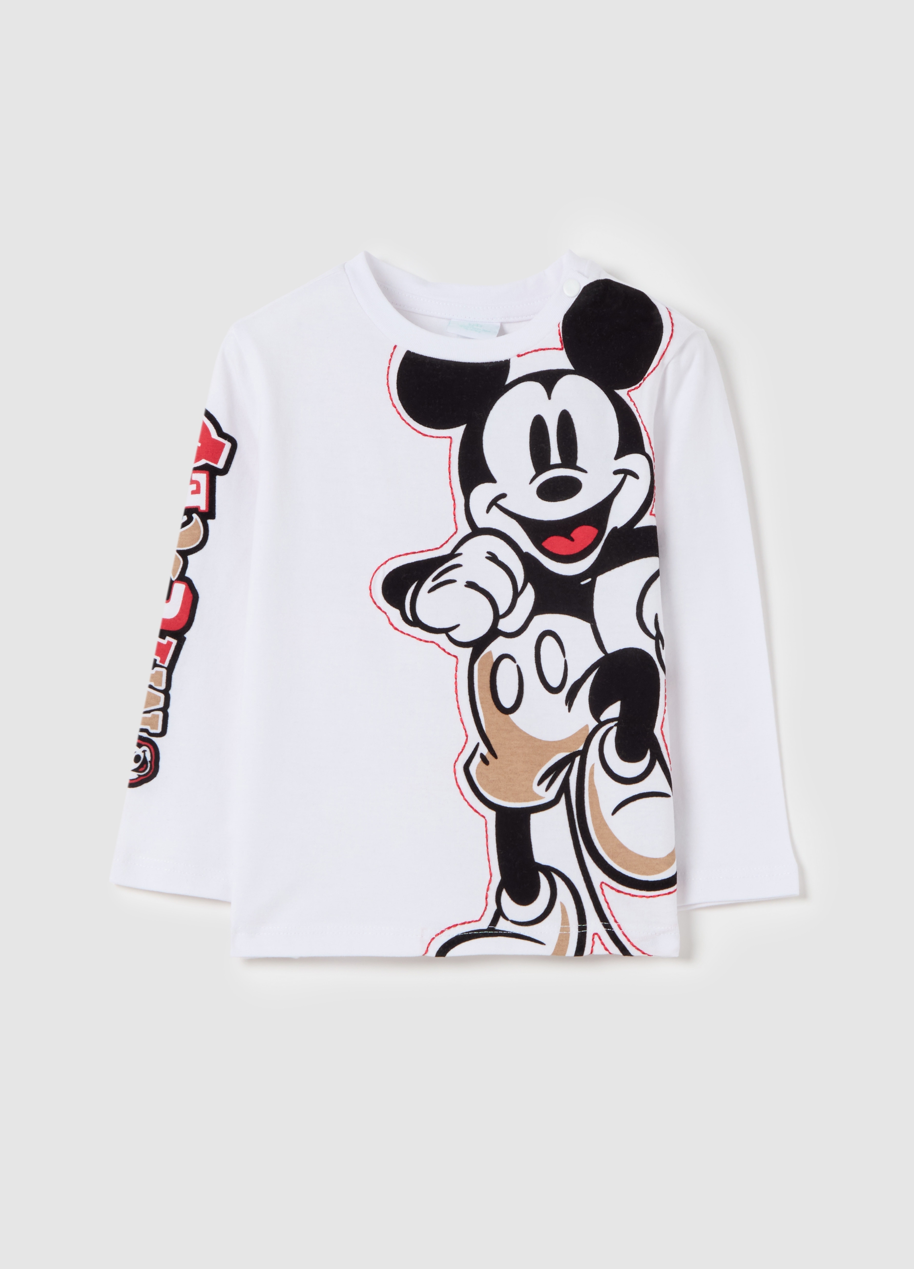 DISNEY, T-shirt In Cotone Bio Con Stampa Topolino, Bambino, Bianco, Taglia: 18-24