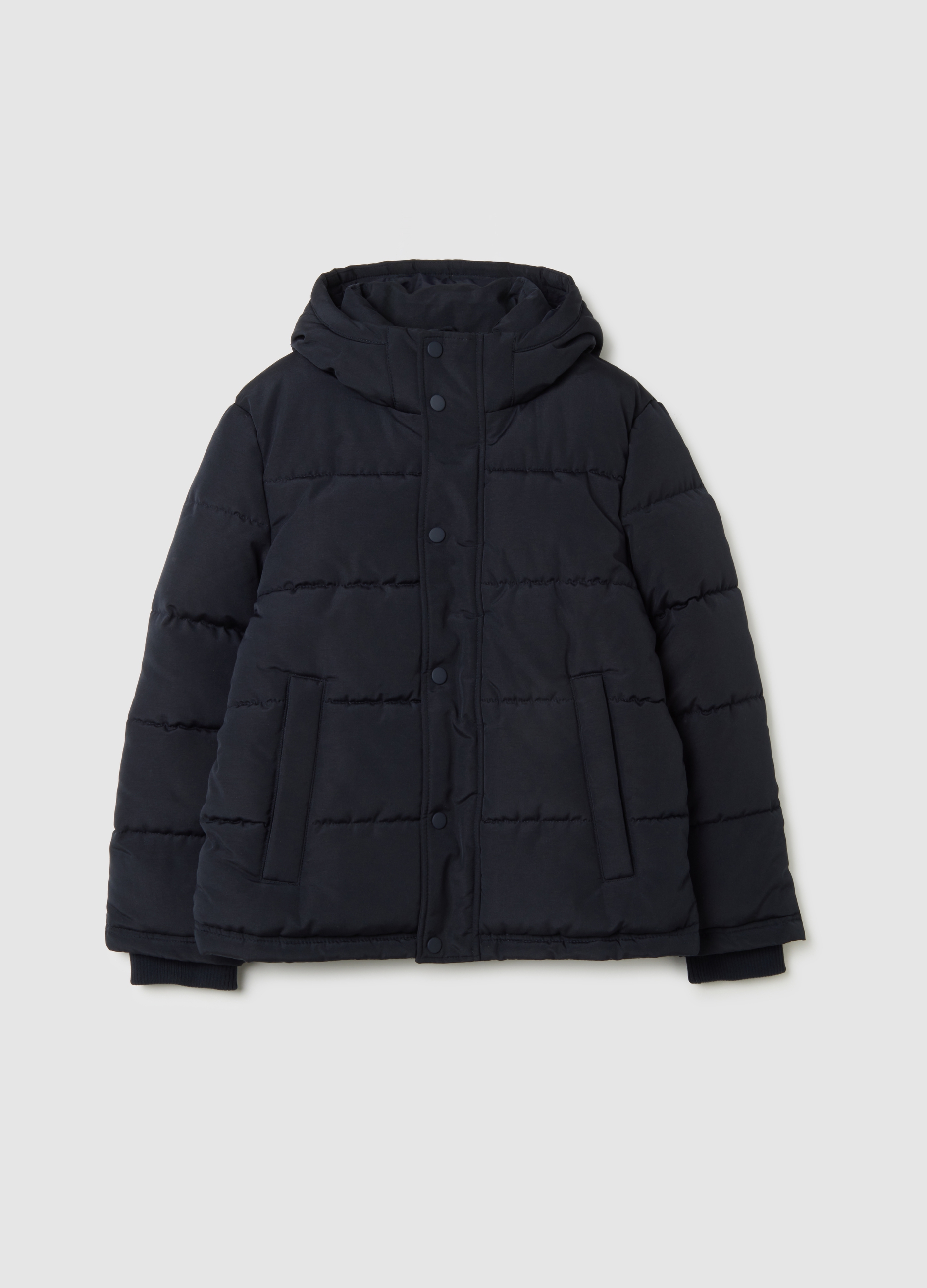 OVS KIDS, Chaqueta Azul Acolchada Para Chico Ajuste Regular Con Cremallera Y Capucha, Niño, Azul marino, Talla: 12-13