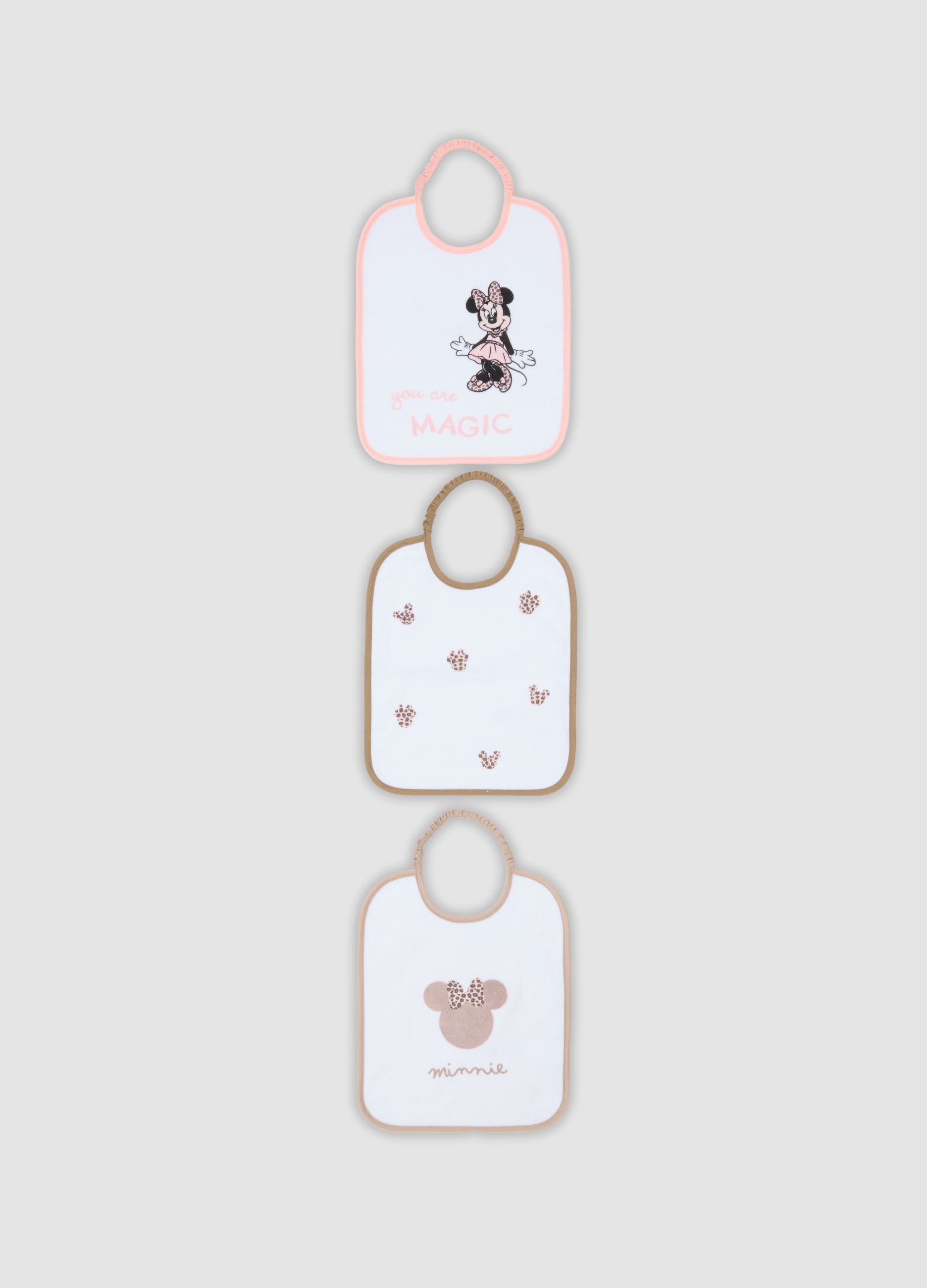 FAGOTTINO, Tripack Di Bavaglini Multicolor In Misto Cotone Organico Con Stampa Minnie, Neonata, , Taglia: T.U.