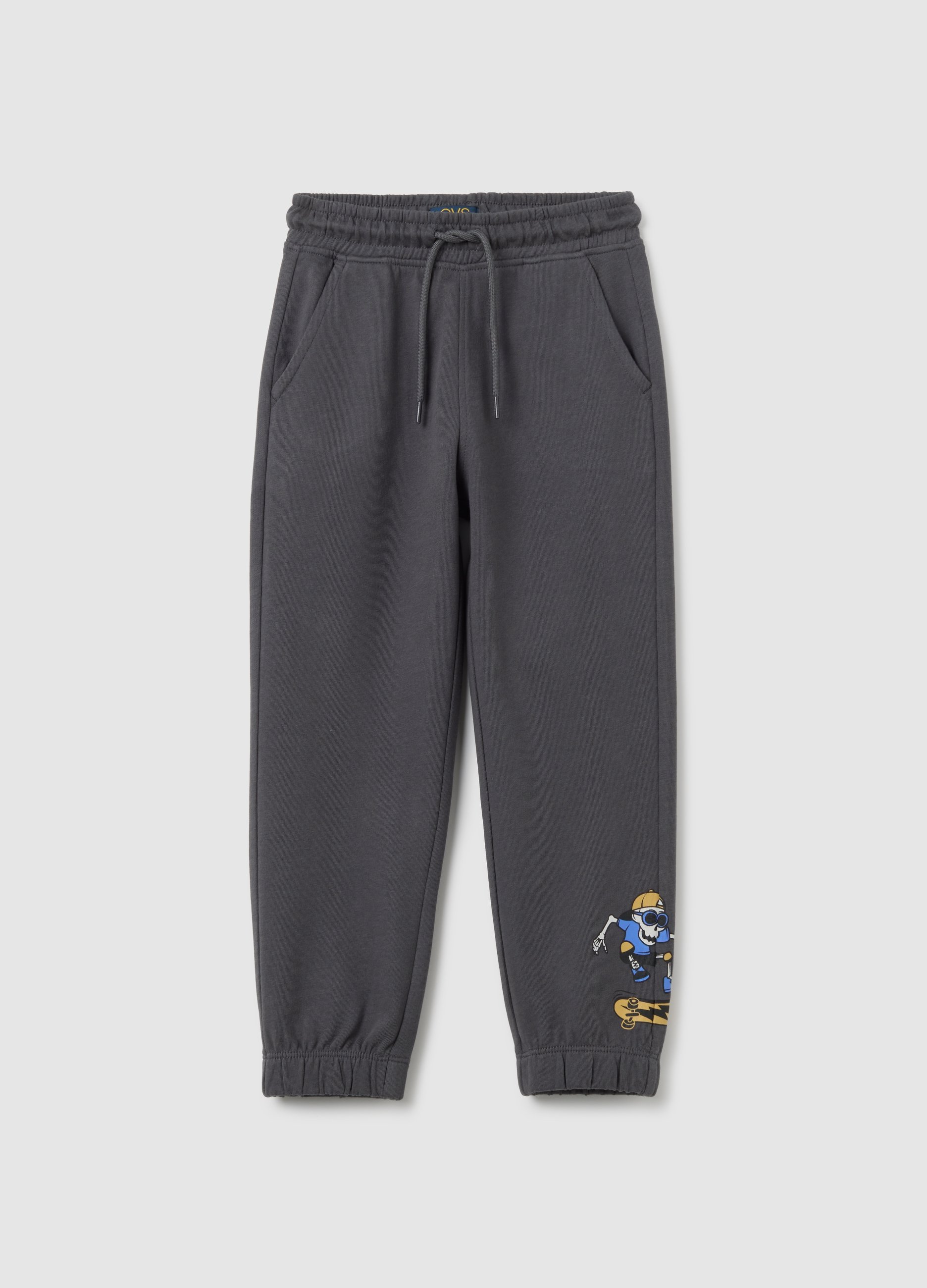 Pantalones Jogger Infantiles De Algodón Puro Gris, Niño, Gris oscuro, Talla: 6-7