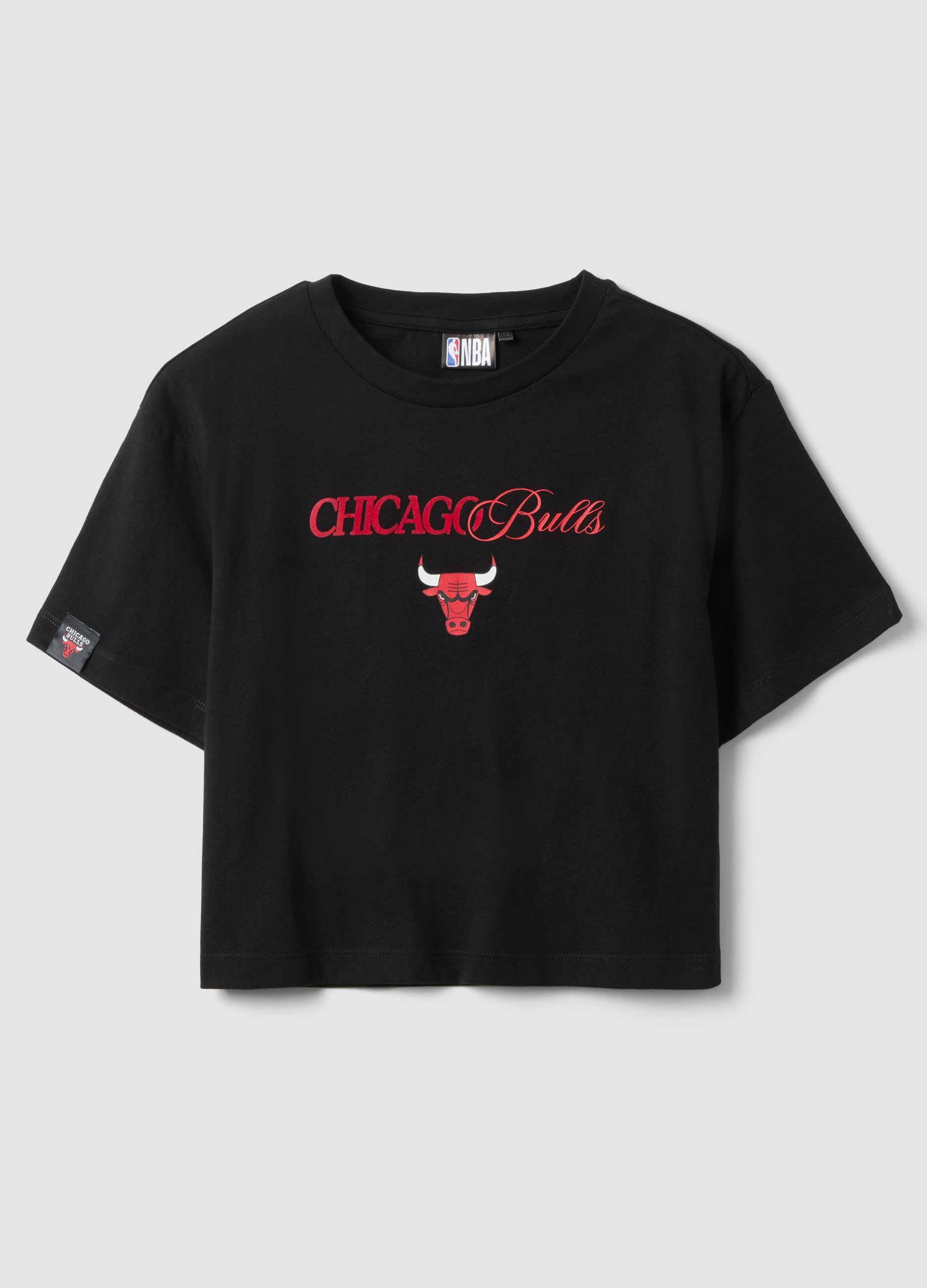 NBA, Camiseta Negra De Algodón Puro Fit Relajado Chicago Bulls Para Niña, Niña, Gunmetal, Talla: 12-13