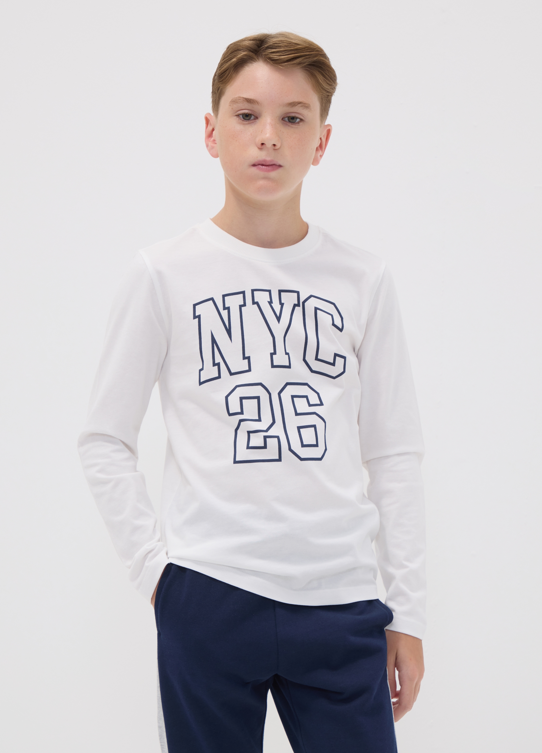OVS KIDS, T-shirt Bianca In Puro Cotone Organico Con Stampa Grafica Per Ragazzo, Bambino, Bianco, Taglia: 11-12