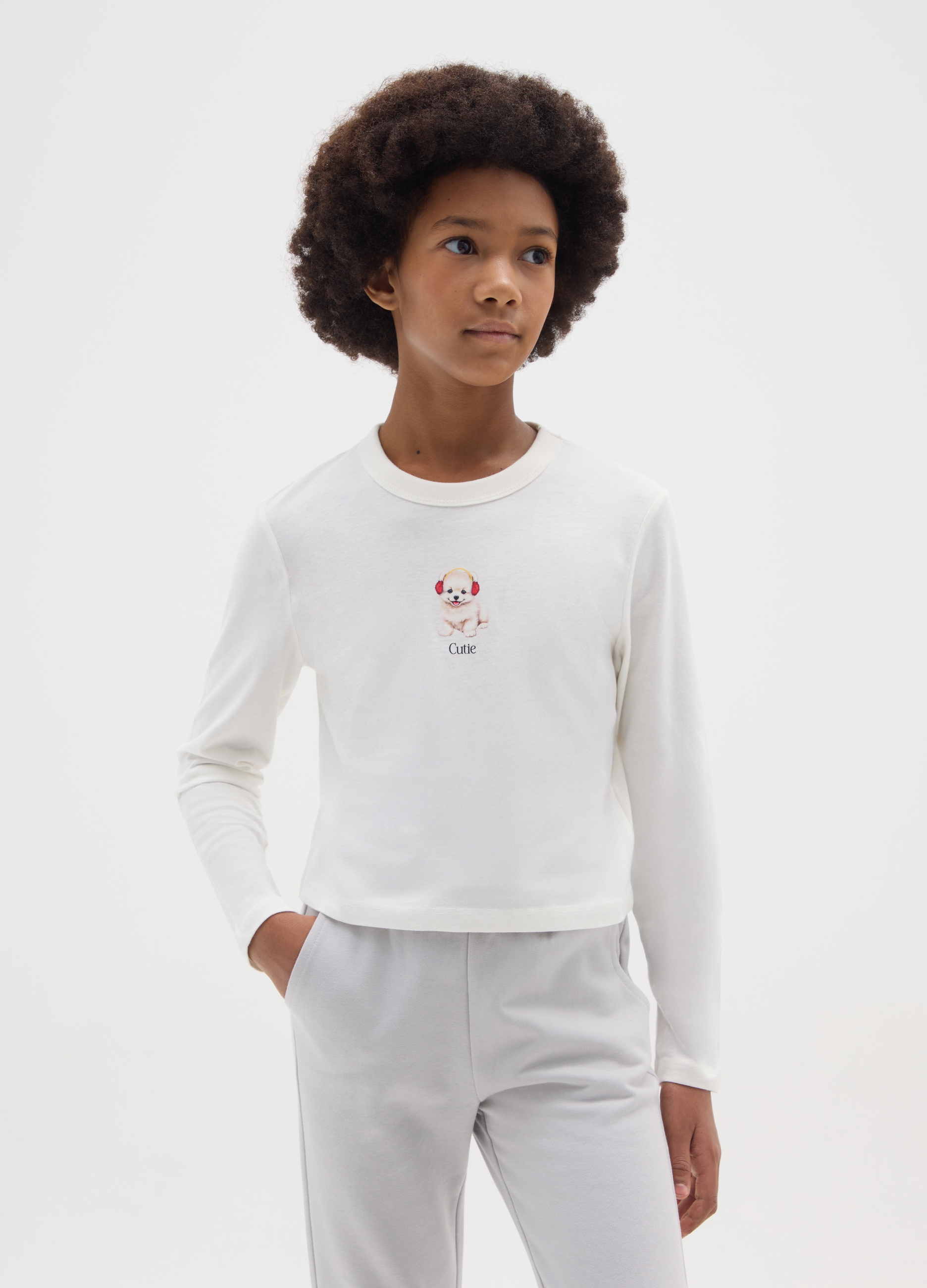 OVS KIDS, T-shirt Bianca Da Ragazza In Puro Cotone Regular Fit Con Stampa, Niña, Blanco suave, Talla: 12-13