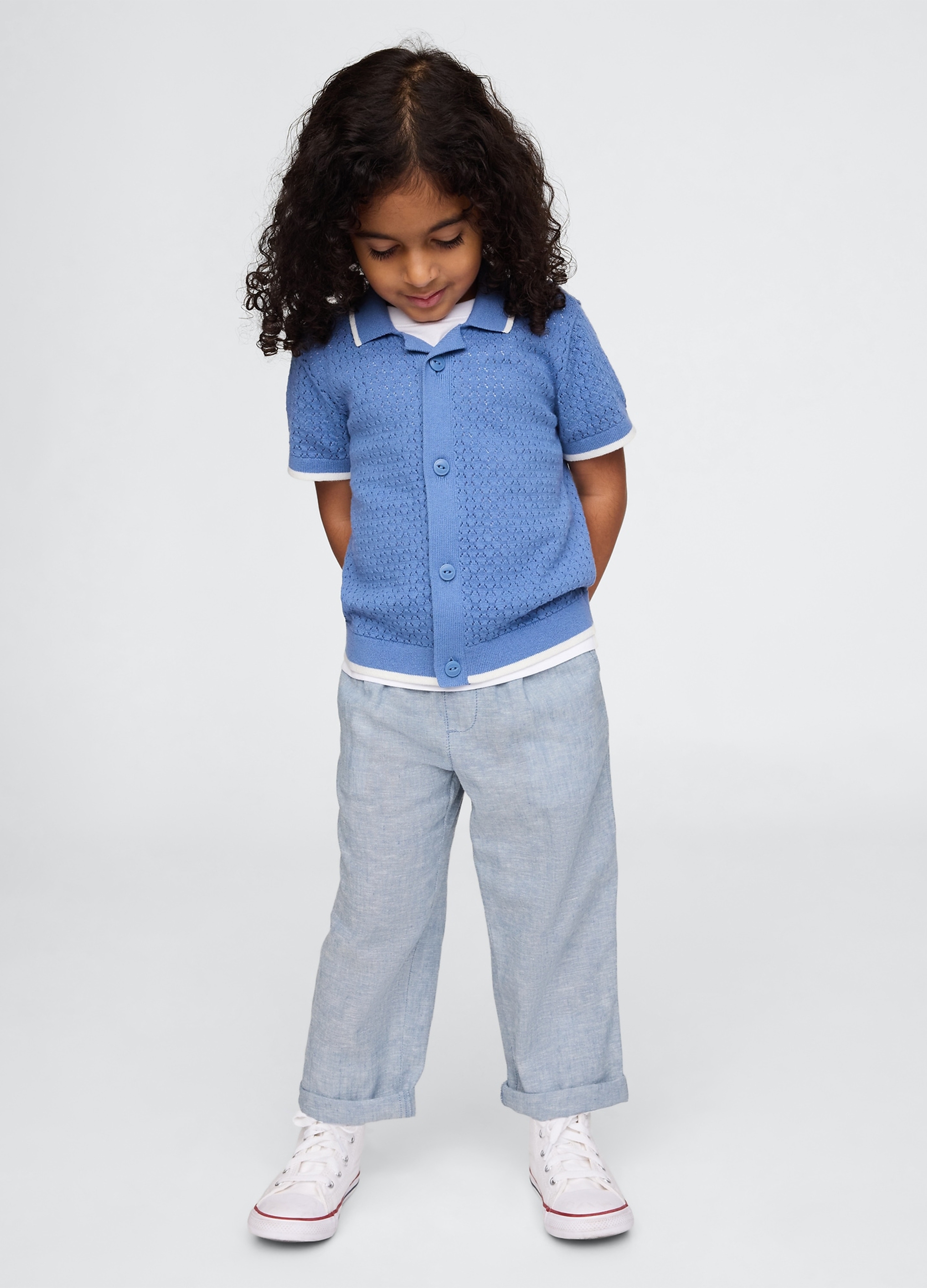 OVS, Pantaloni In Lino E Cotone, Unisex, Azzurro, Taglia: 12-18M/74-79