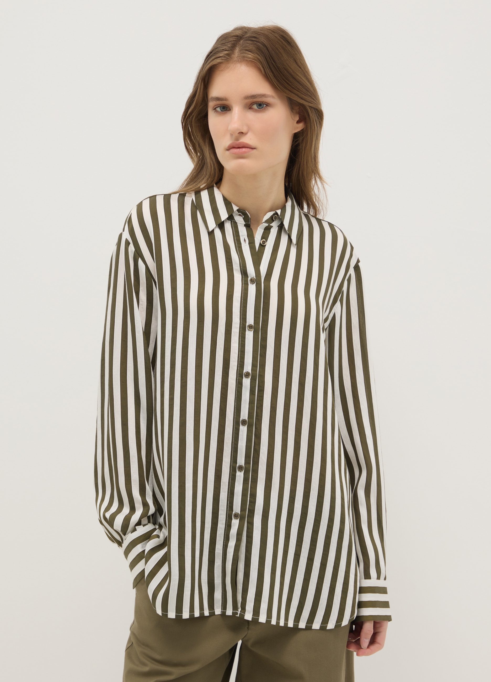 OVS, Camicia A Righe Multicolor Regular Fit Con Colletto Classico E Bottoni, Donna, Multicolor, Taglia: XS