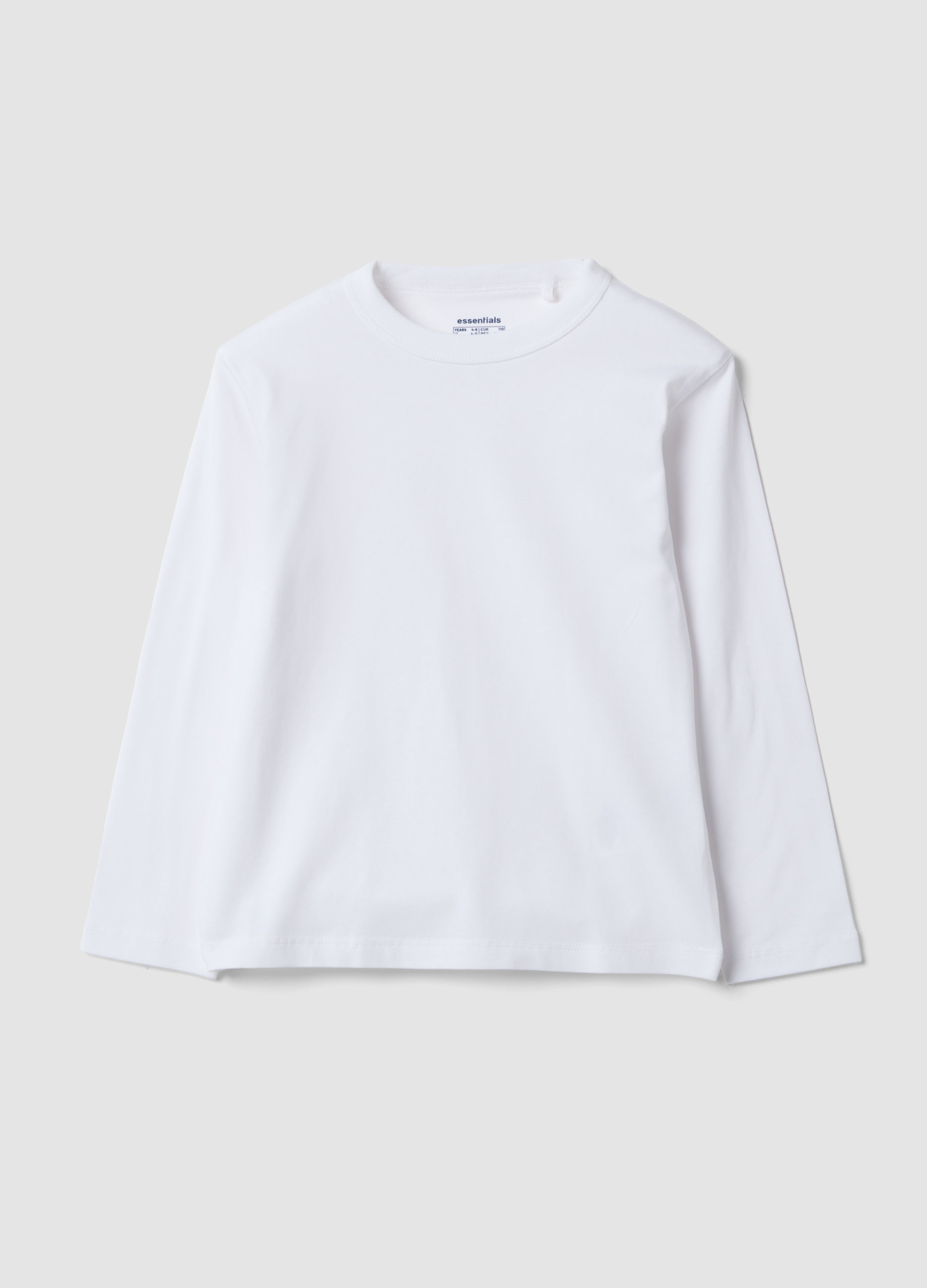 OVS KIDS, T-shirt Bianca A Maniche Lunghe In Cotone Organico, Bambino, Bianco, Taglia: 6-7