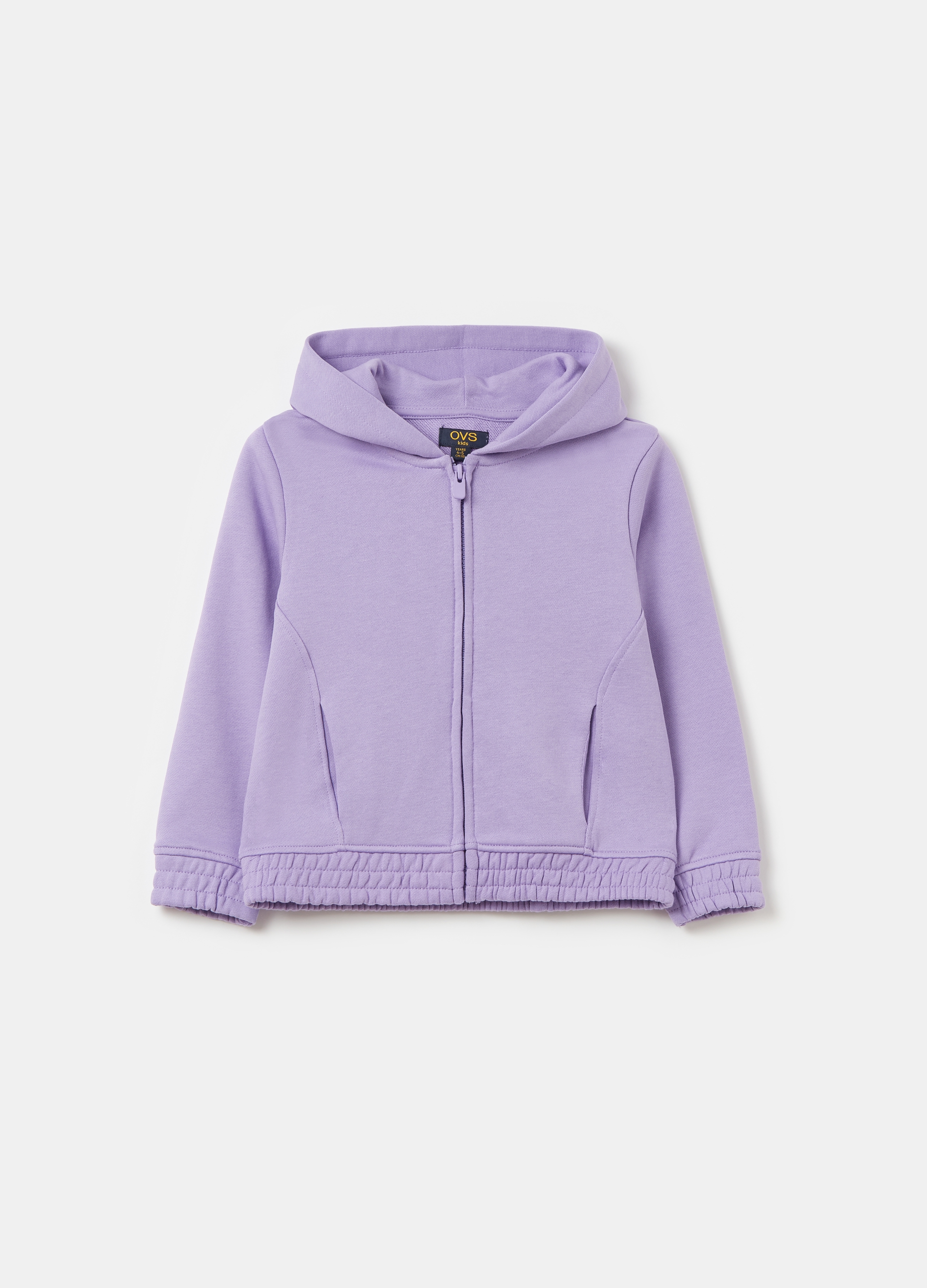 OVS, Full-zip Essential In Cotone Bio Con Cappuccio, Bambina, Viola, Taglia: 5-6