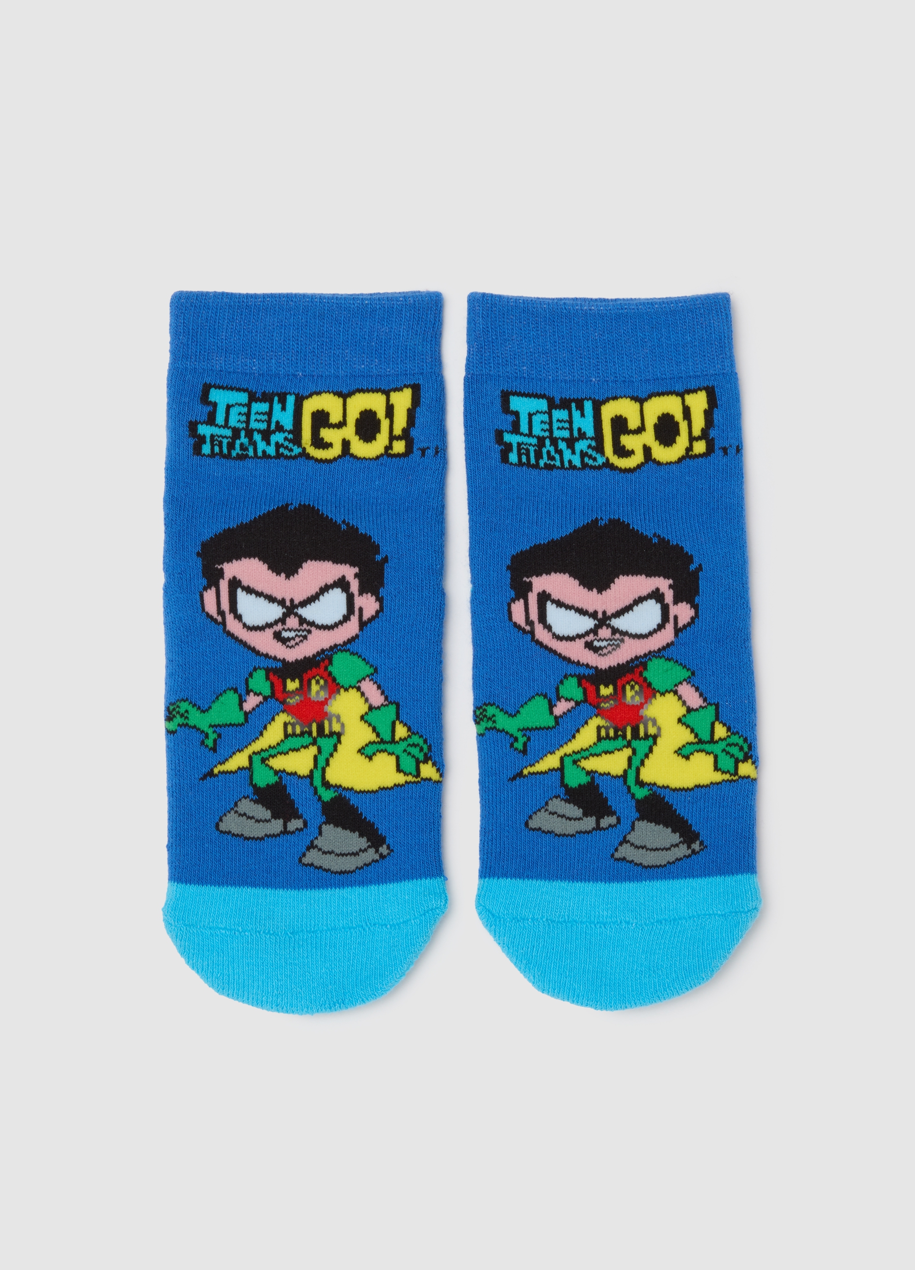 WARNER BROS, Calzini Antiscivolo Da Bambino In Cotone Blu Multicolor Di Teen Titans Go!, Niño, Azul/azul claro, Talla: 31/33