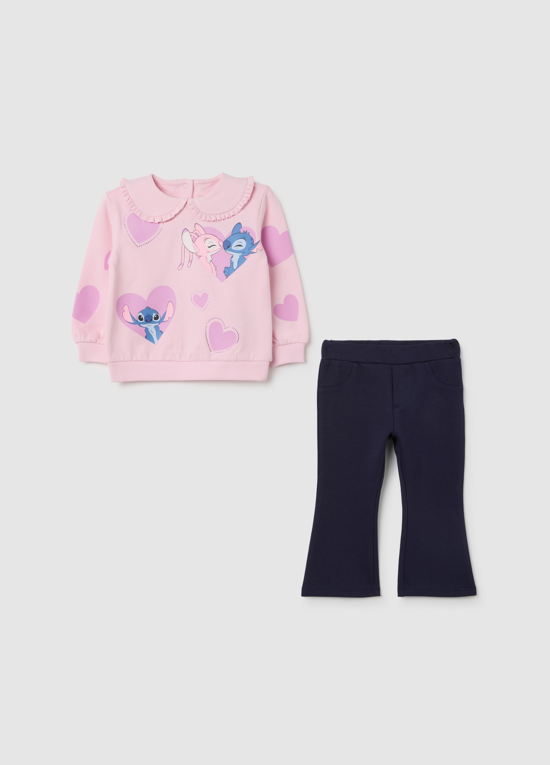 OVS, Mädchen-multicolour-cotton-sweatshirt Und Hose, Regular Fit, Mädchen, Blau/Rosa, Größe: 12-18