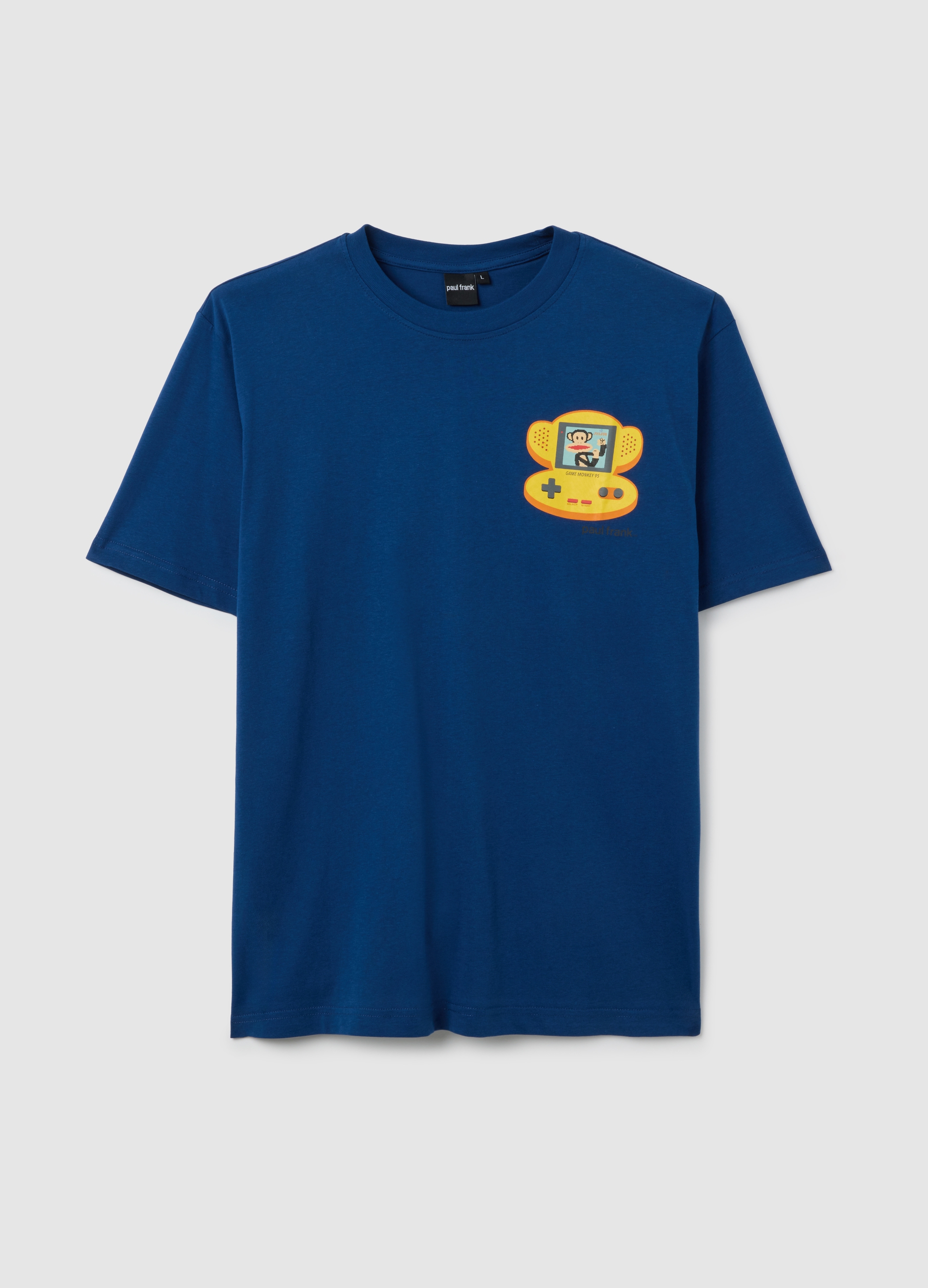 Camiseta Azul De Manga Corta De Algodón Puro Ajuste Regular, Hombre, Blu Bluette, Talla: L