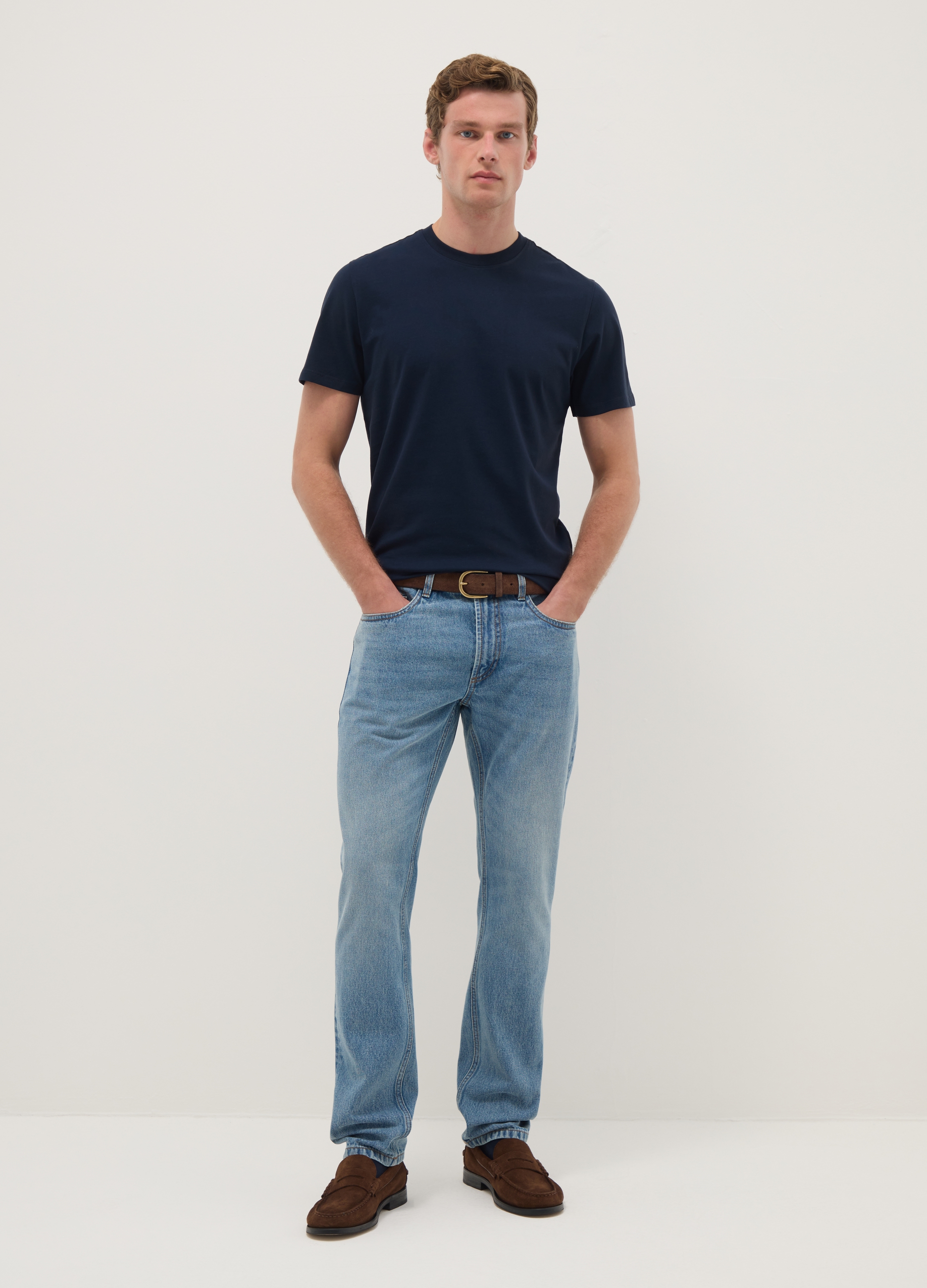 OVS, T-shirt Blu In Puro Cotone Regular Fit, Uomo, Blu, Taglia: S