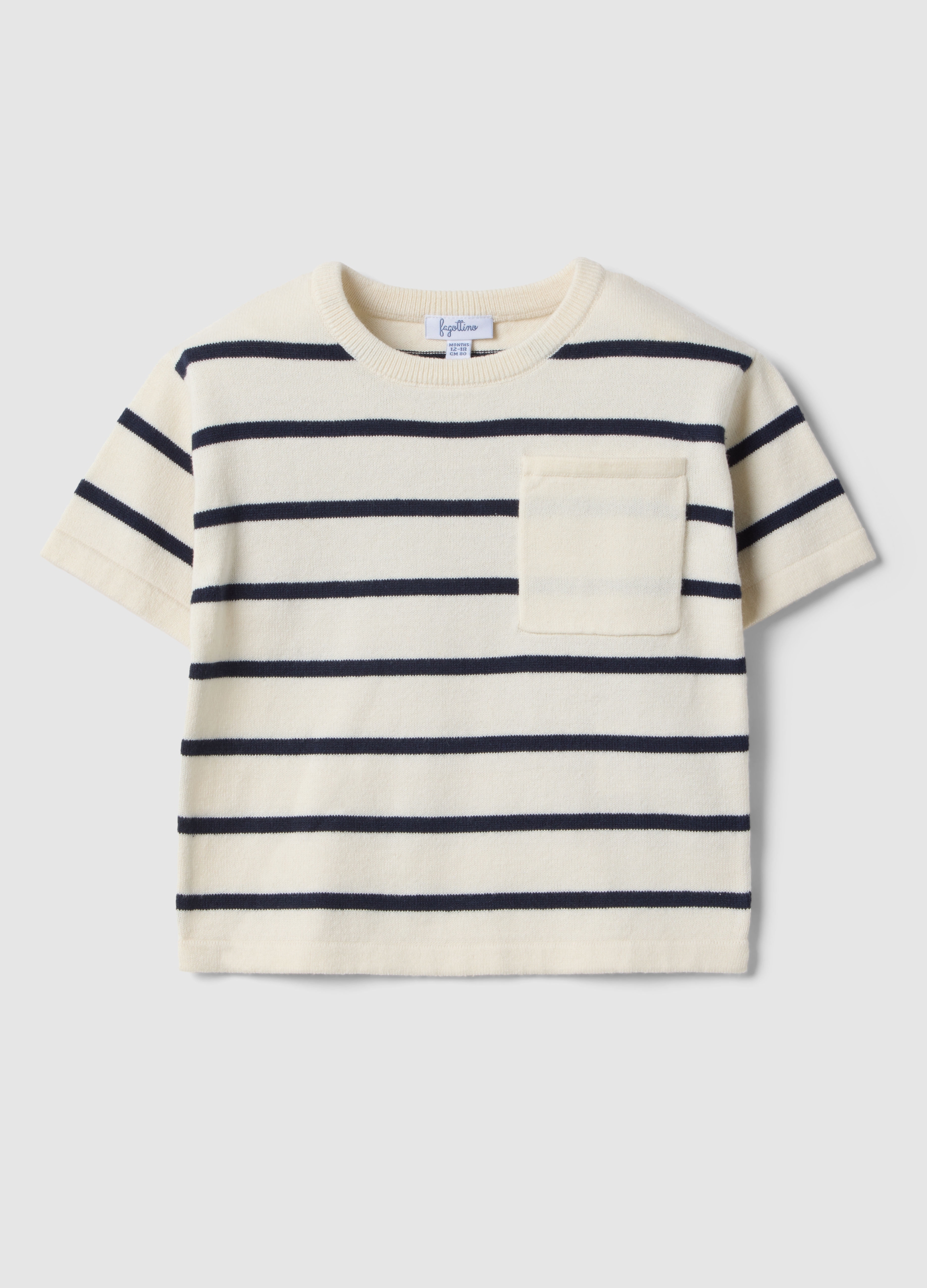 FAGOTTINO, T-shirt In Puro Cotone A Righe Multicolor Da Bimbo Regular Fit, Niño, Blanco/negro, Talla: 30-36