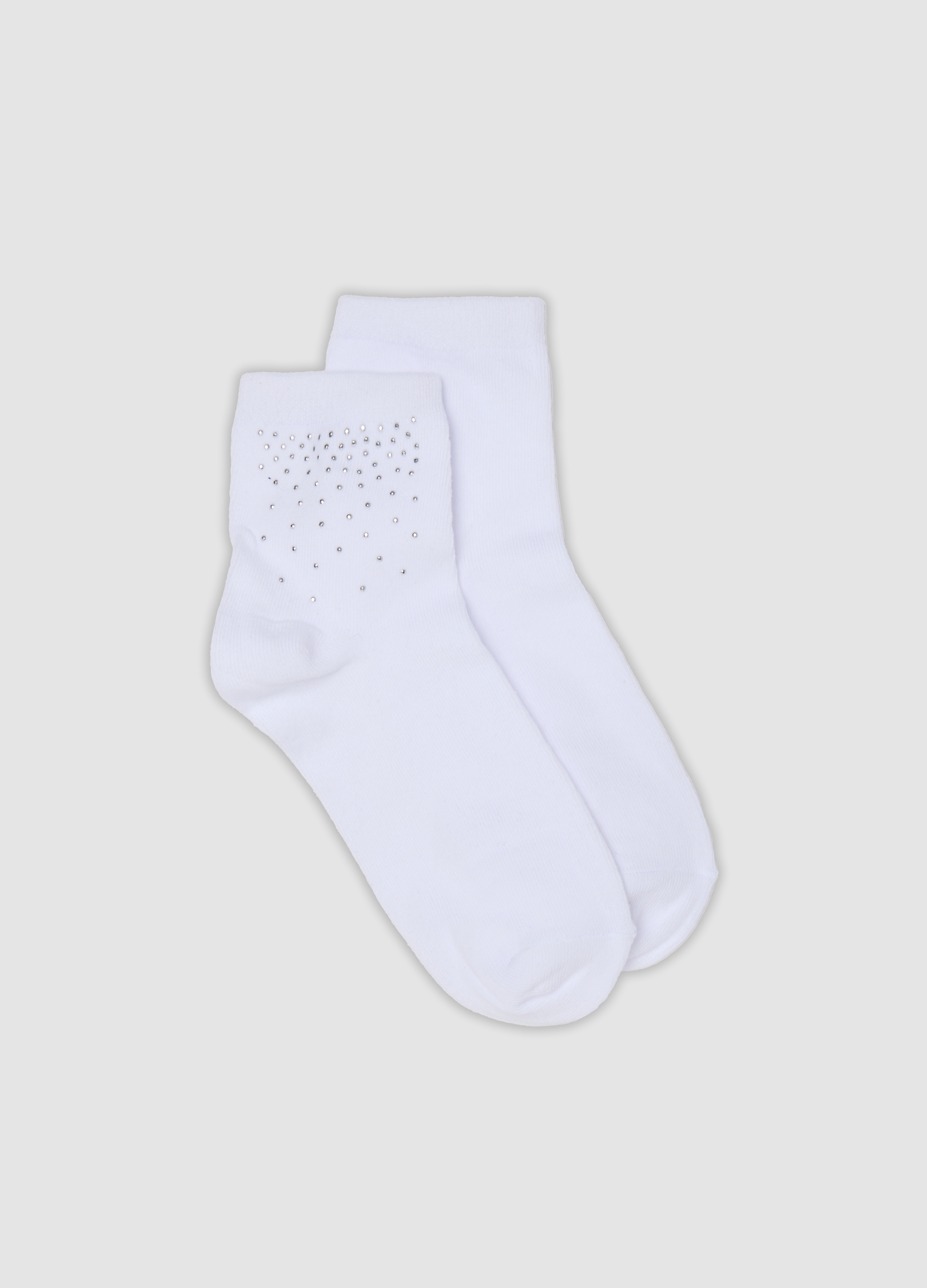 OVS, Calzini Bianchi In Cotone Organico Elasticizzato Con Strass, Donna, Bianco, Taglia: 39-41