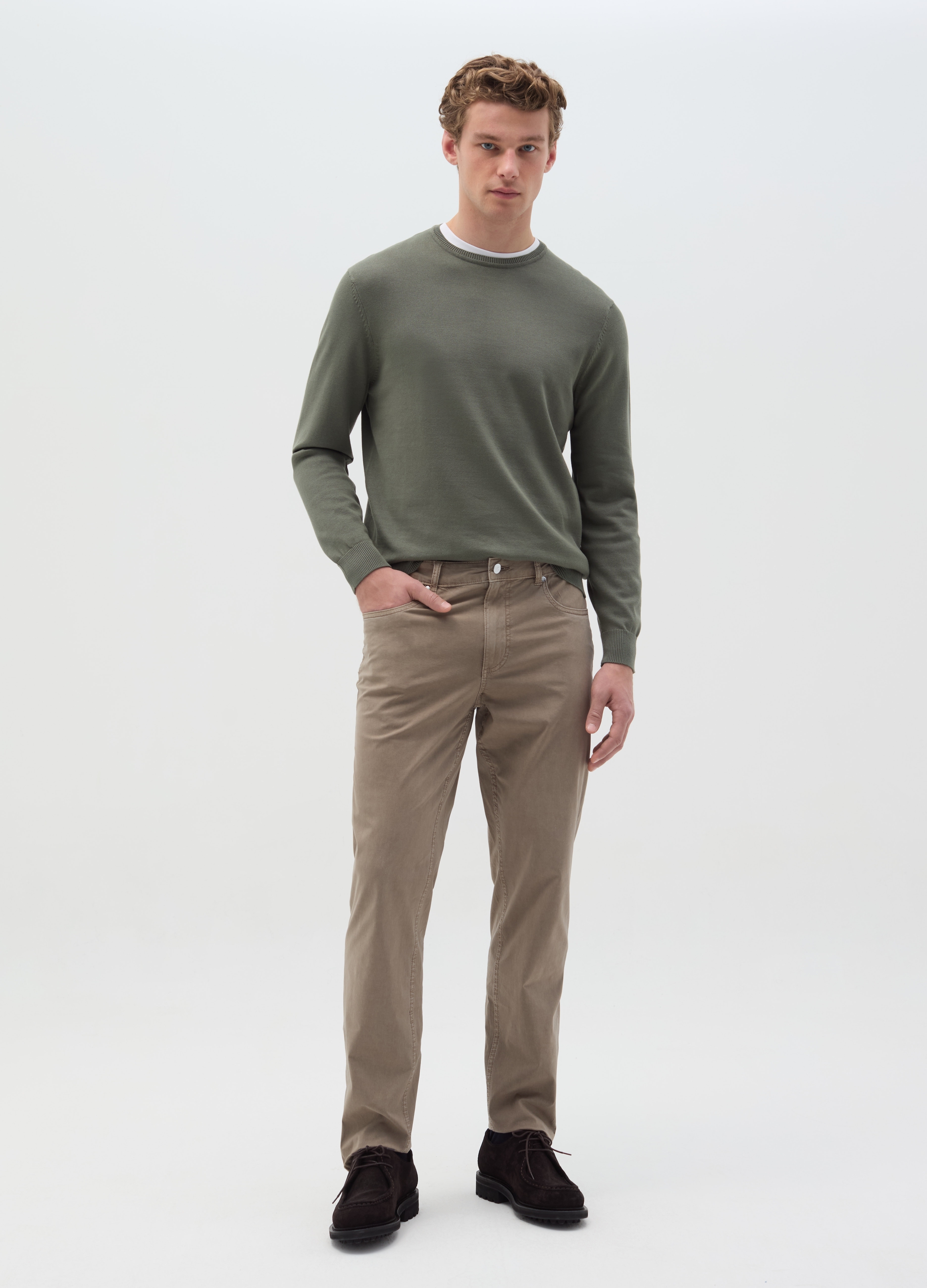 OVS , Pullover In Cotone Con Scollo Rotondo, Uomo, Verde, Taglia: XXL