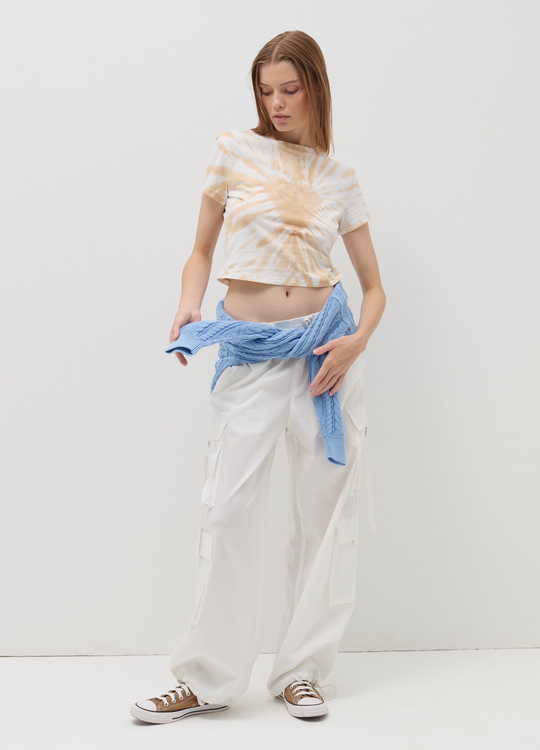 B.ANGEL, T-shirt Crop In Cotone, Donna, Multicolor, Taglia: XS