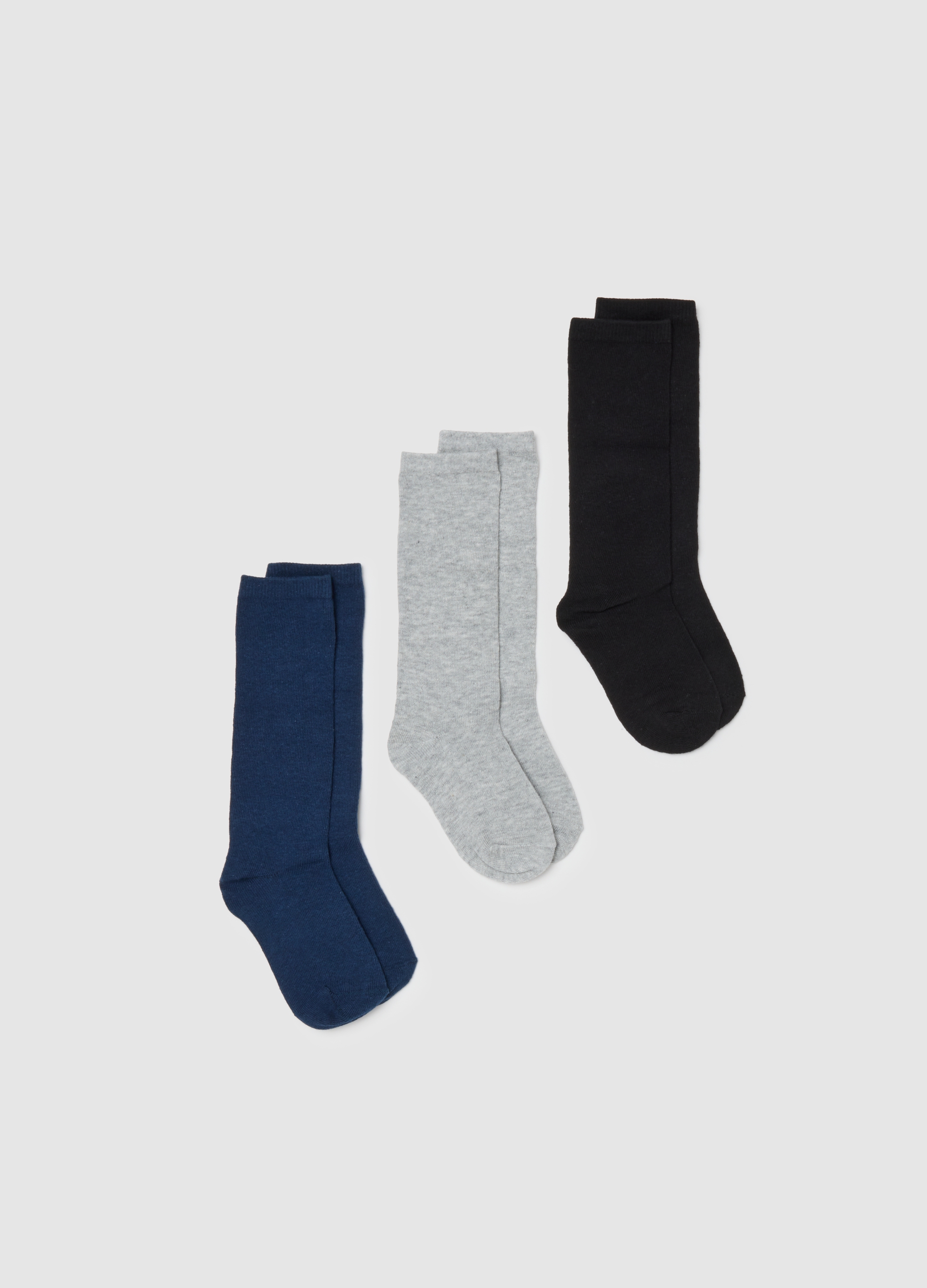 Tripack Calze Lunghe Da Bambino In Misto Cotone Multicolor, Niño, Azul/gris, Talla: 28/30