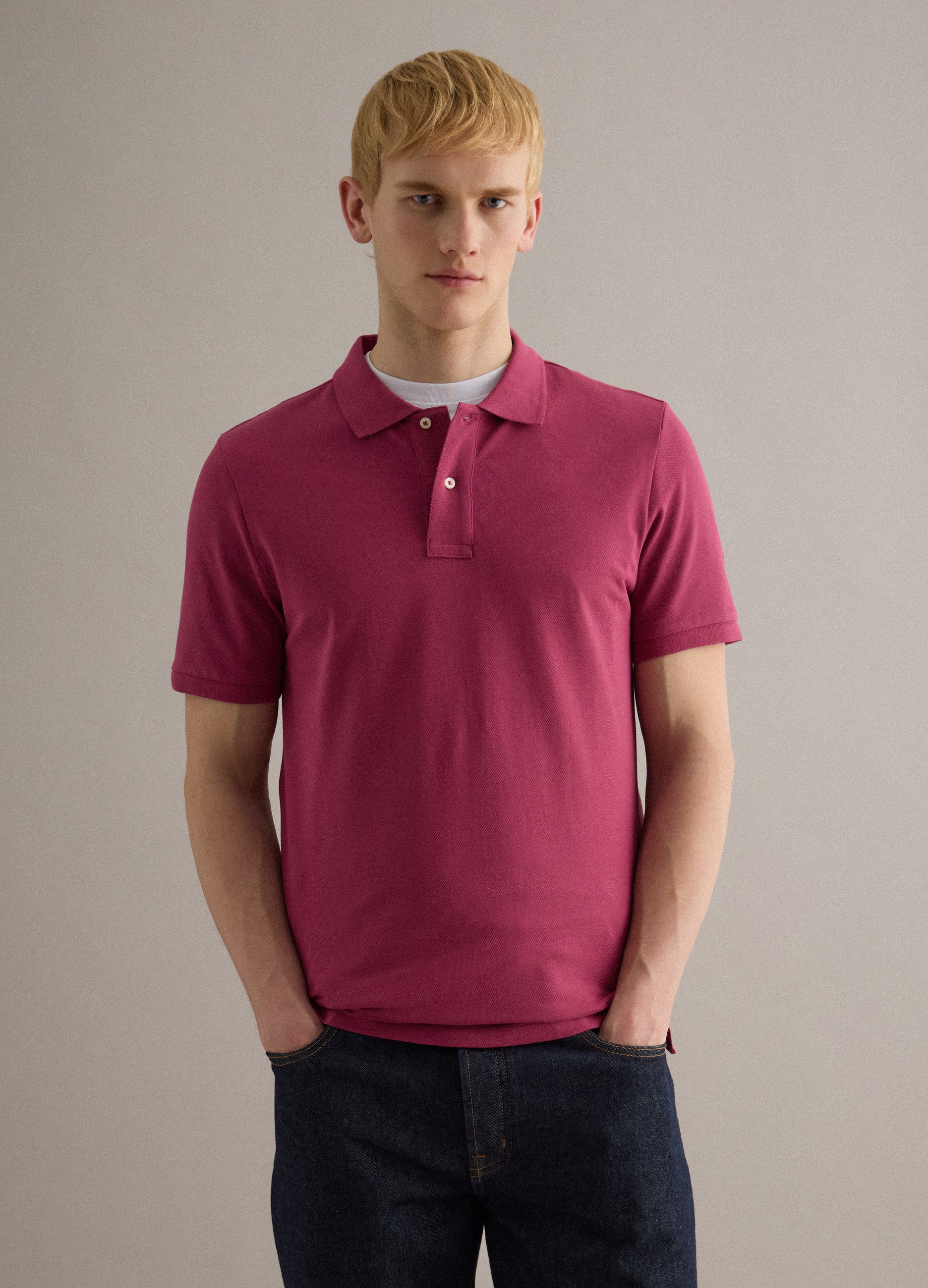 PIOMBO, Polo De Manga Corta De Algodón Puro Rosa Ajuste Regular, Hombre, Rosa coral, Talla: S