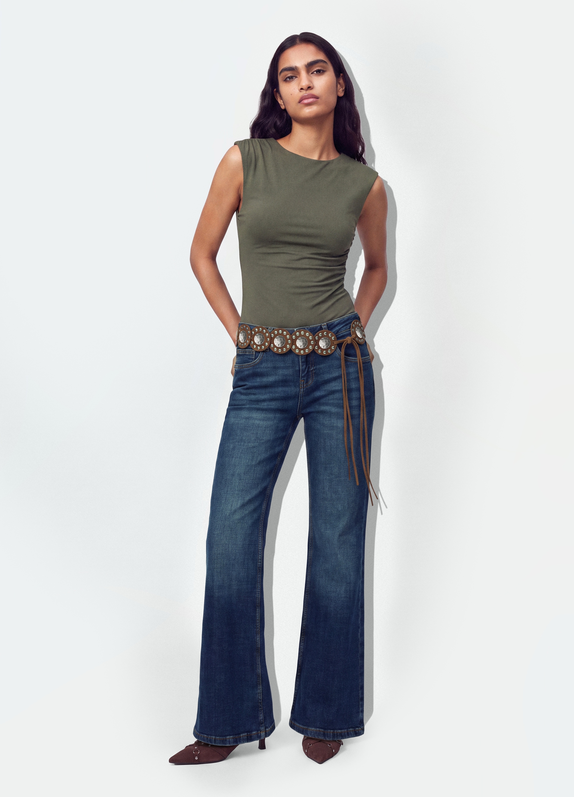 B.ANGEL, Jeans Denim Blu Bootcut In Cotone Elasticizzato, Donna, Blu, Taglia: 40