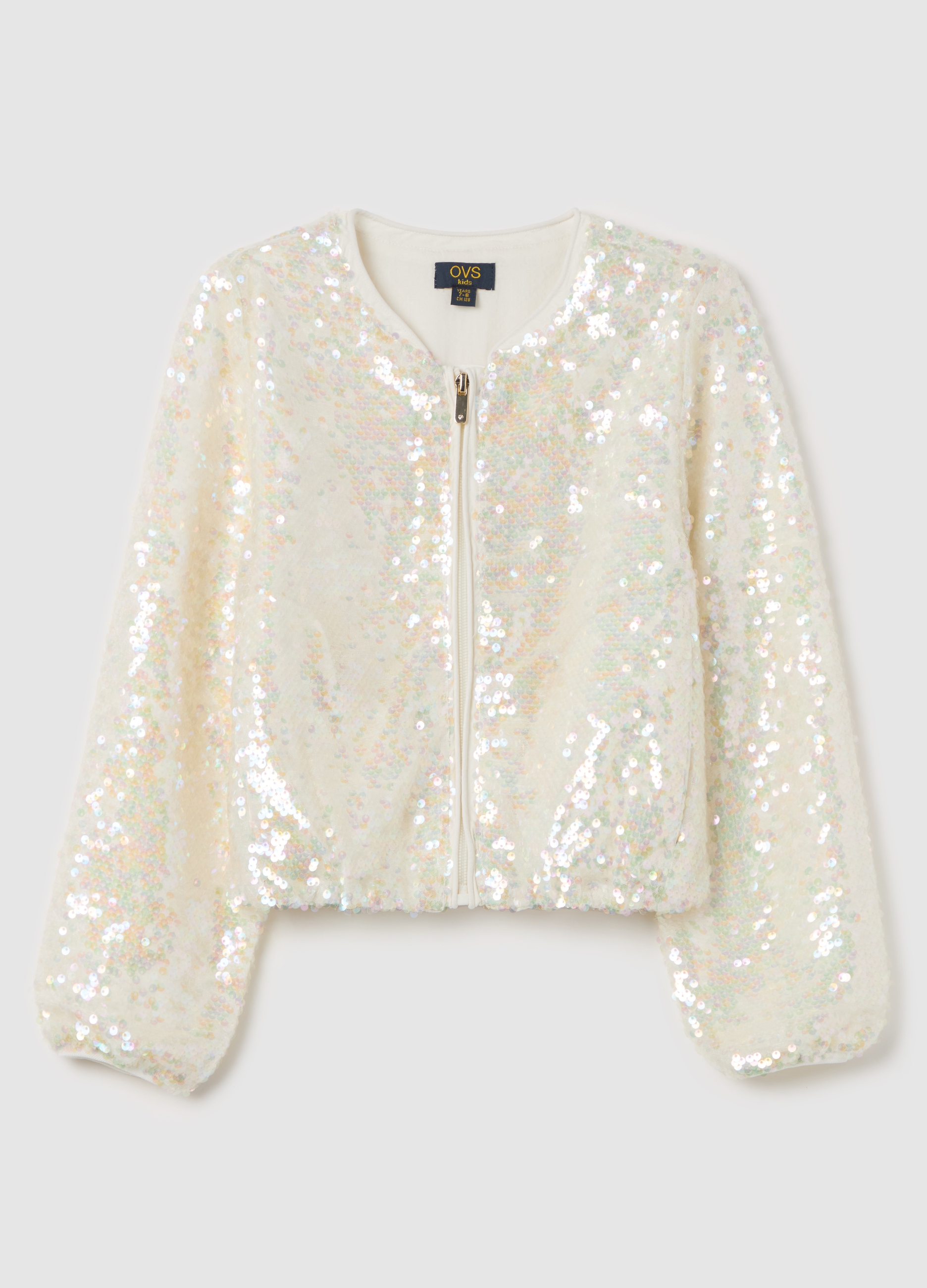 OVS, Giacca Con Paillettes, Bambina, Bianco, Taglia: 4-5