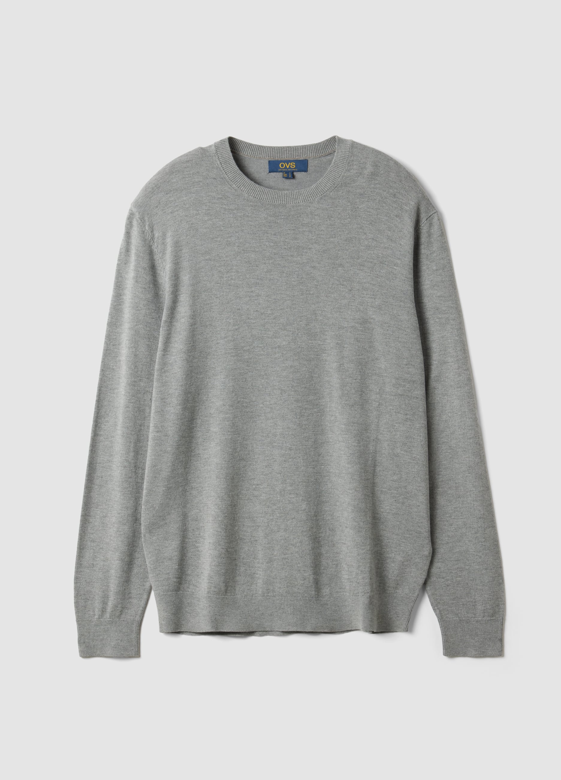 OVS, Maglia Girocollo Grigia In Misto Viscosa Regular Fit, Uomo, Grigio, Taglia: M