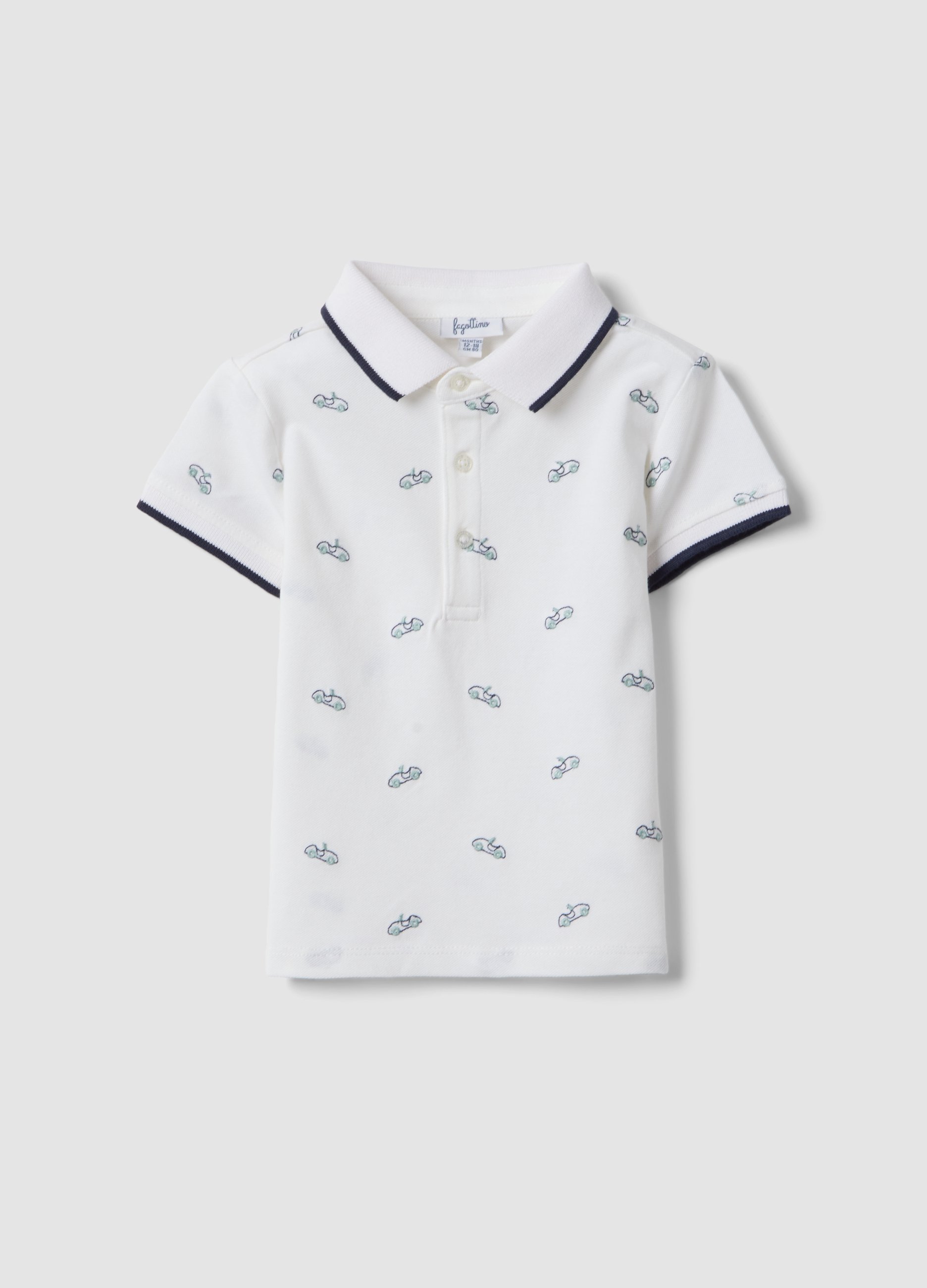 FAGOTTINO, Polo Blanco De Manga Corta En Algodón Elástico, Niño, Blanco, Talla: 12-18