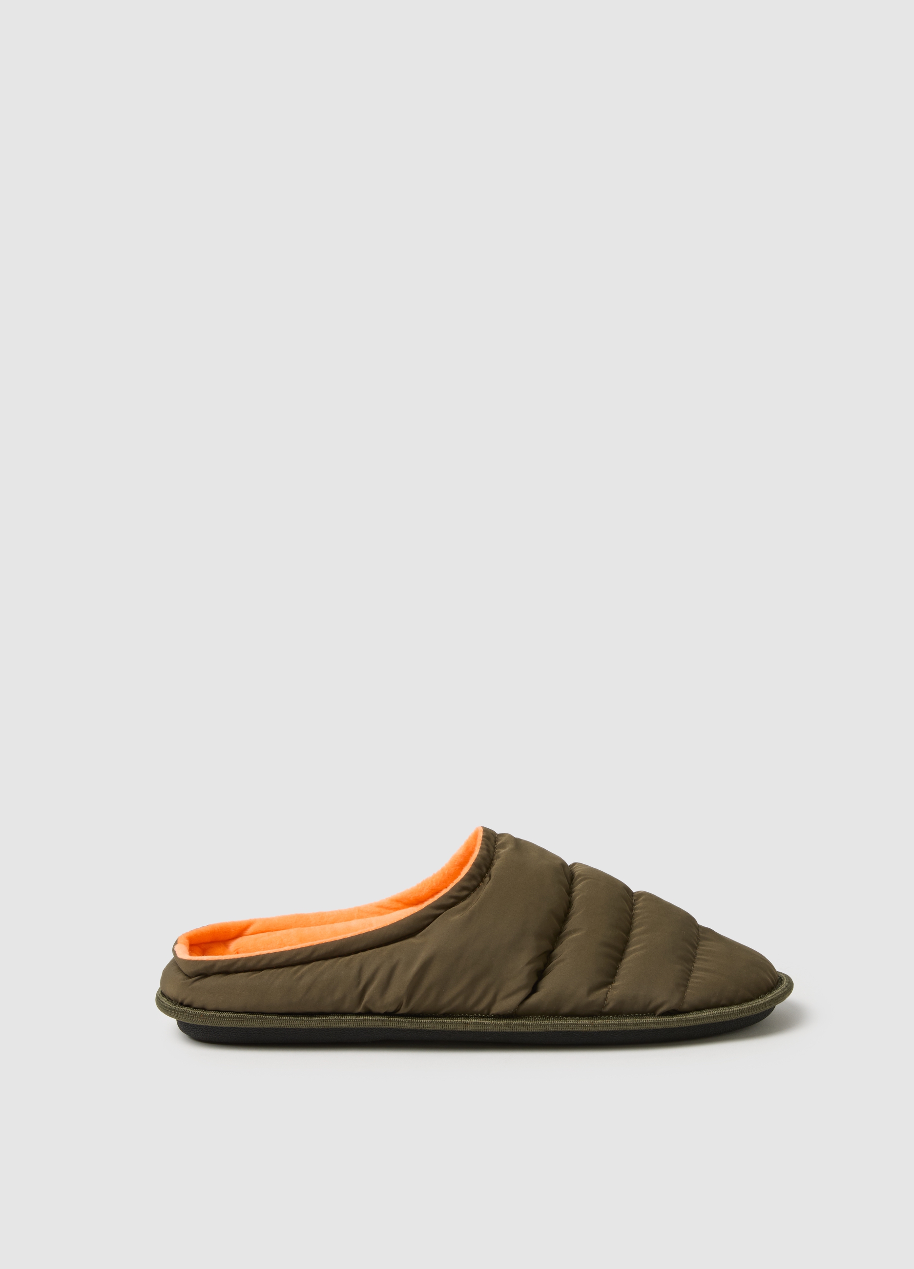 Zapatillas Acolchadas Verdes Con Forro Naranja Ajuste Regular, Hombre, Naranja/Marrón, Talla: 45