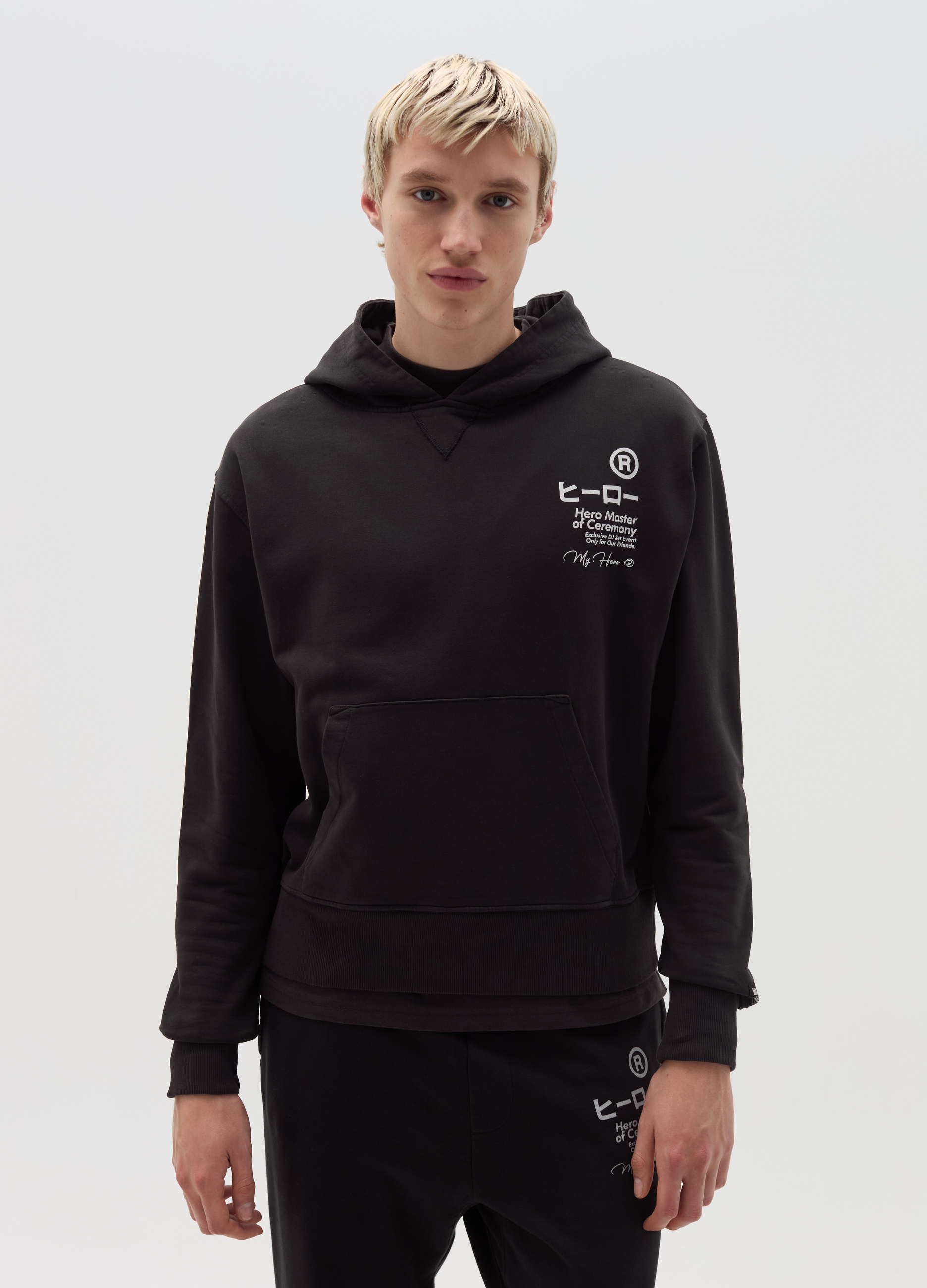 OVS, Sudadera Con Capucha Y Estampado, Hombre, Negro, Talla: L