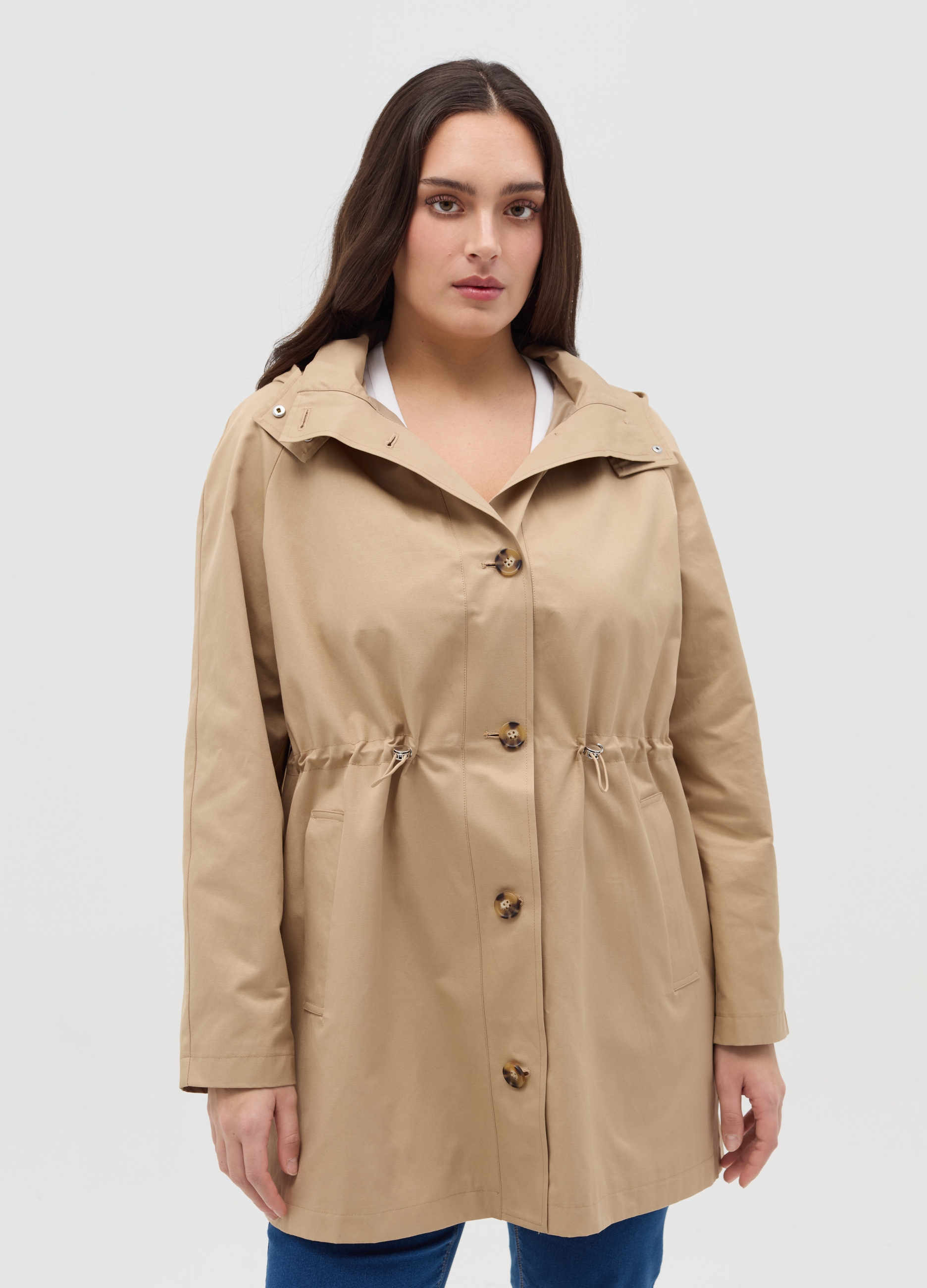 OVS, Parka Con Coulisse Interna Curvy, Donna, Beige, Taglia: XL