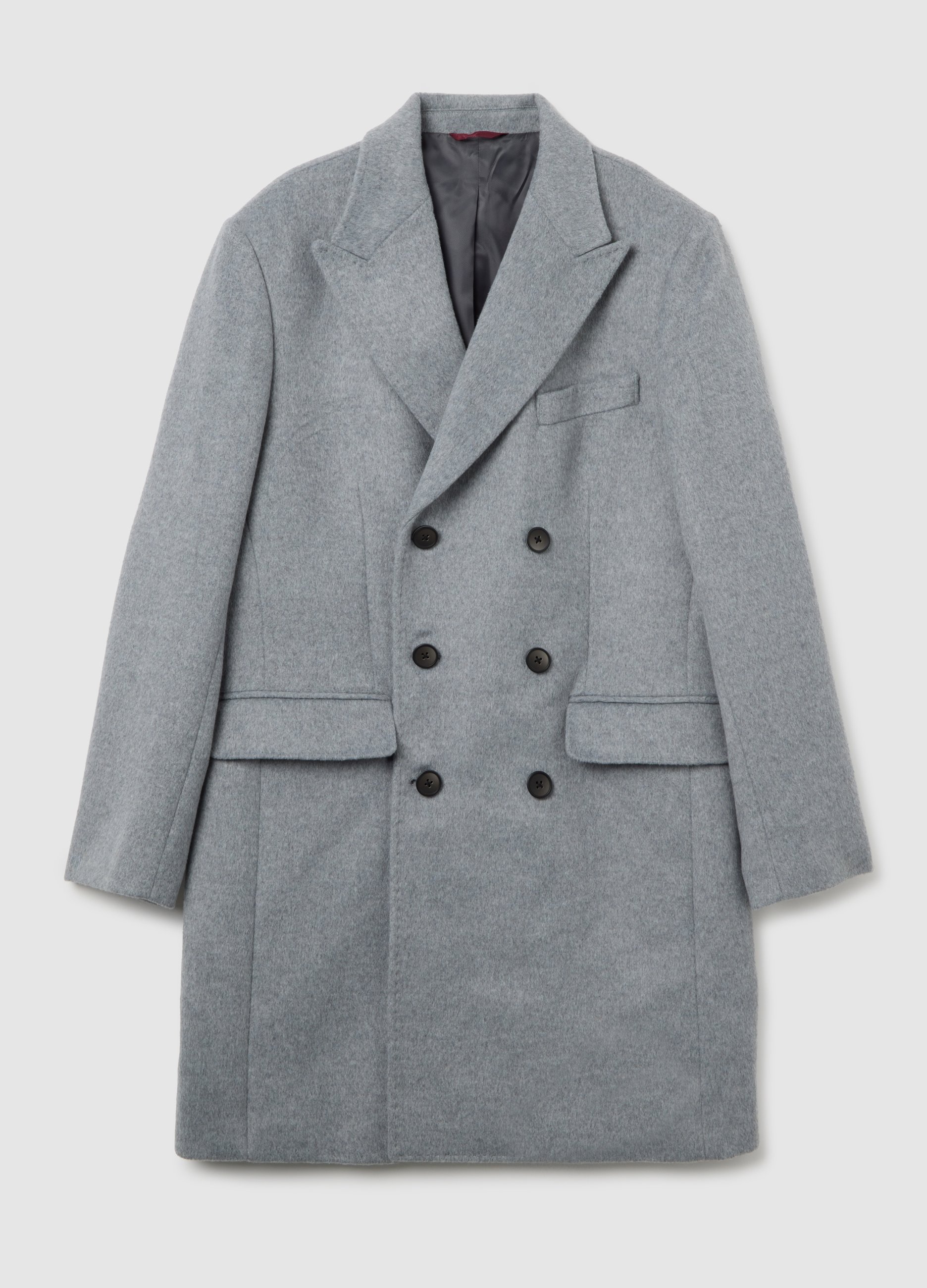 BST.1957, Abrigo Gris De Doble Botonadura Ajuste Regular, Hombre, Gris claro, Talla: 48