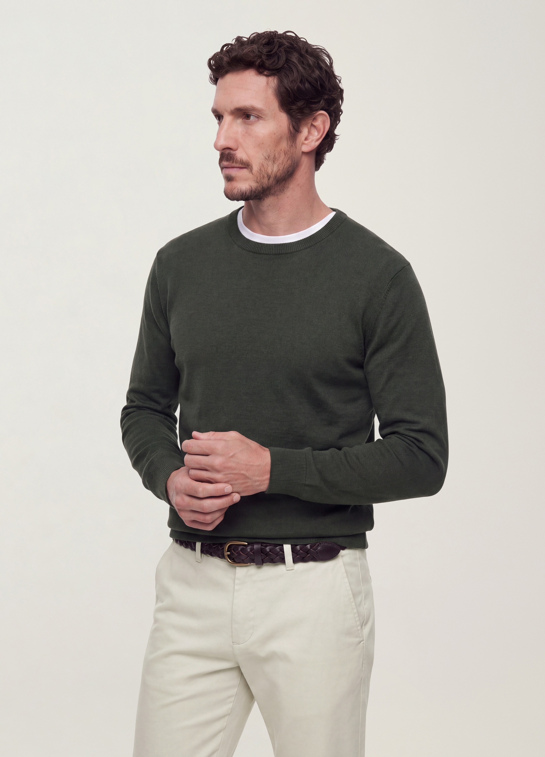 OVS, Maglia Girocollo Verde In Misto Viscosa Regular Fit, Uomo, Verde, Taglia: M