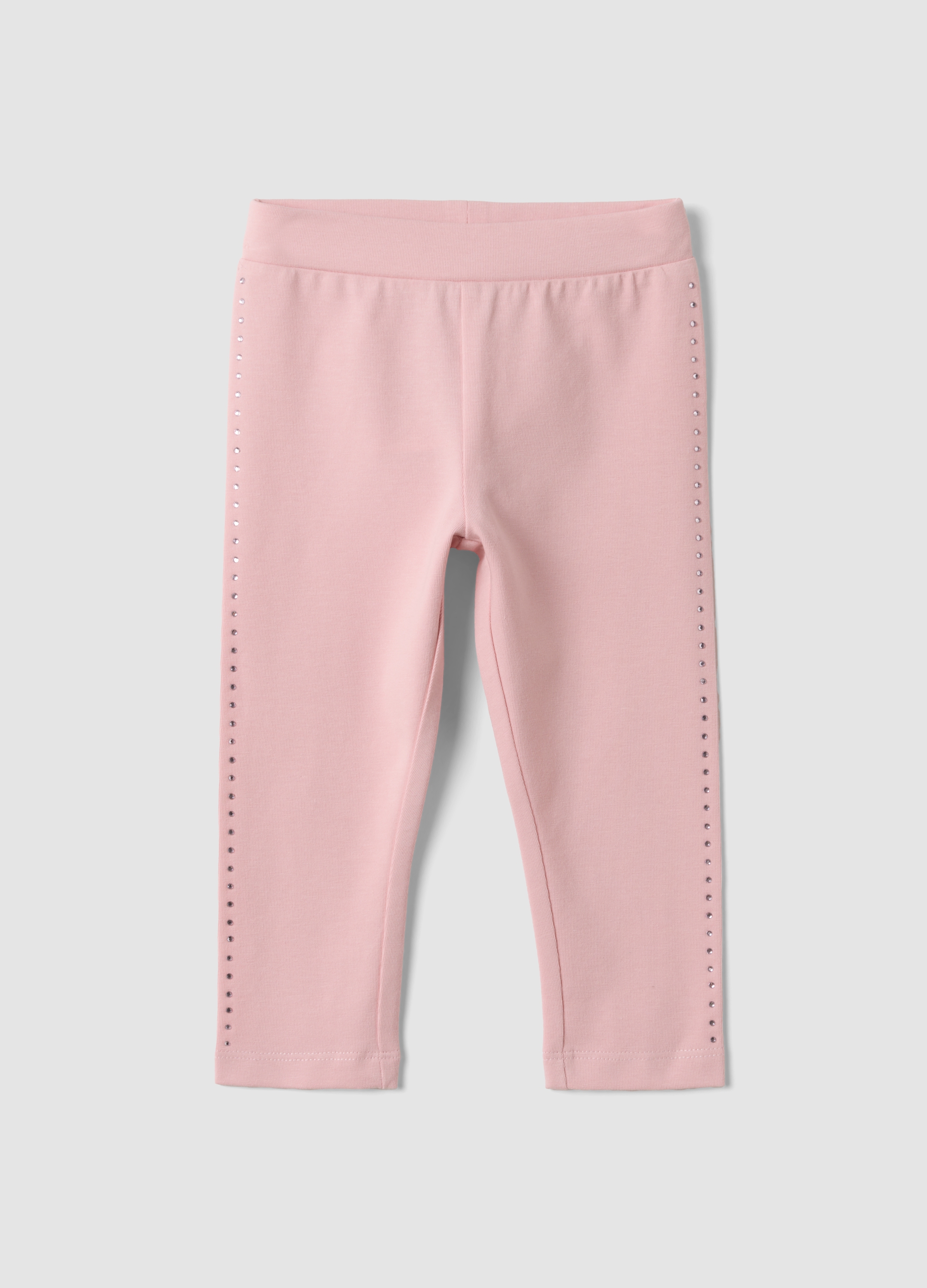 FAGOTTINO, Leggings Rosa In Cotone Organico Elasticizzato Con Strass Per Bimba, Bambina, Rosa, Taglia: 18-24
