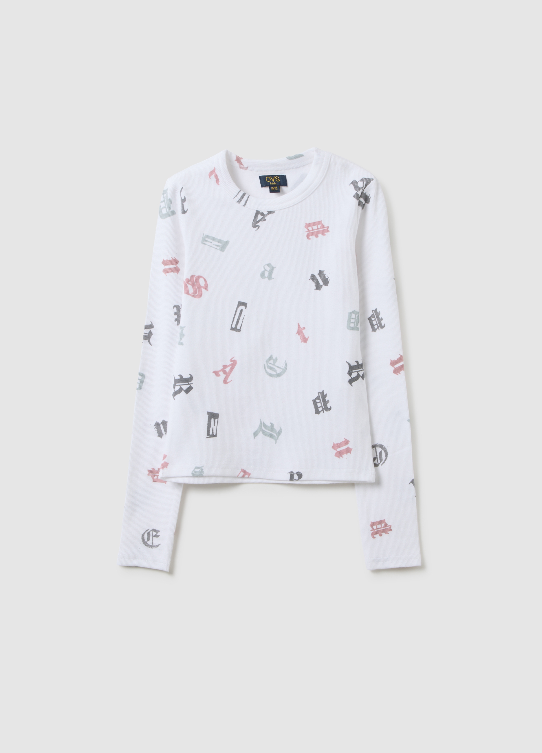 Camiseta De Chica De Algodón Elástico Multicolor, Corte Regular, Niña, Blanco/gris, Talla: 10-11