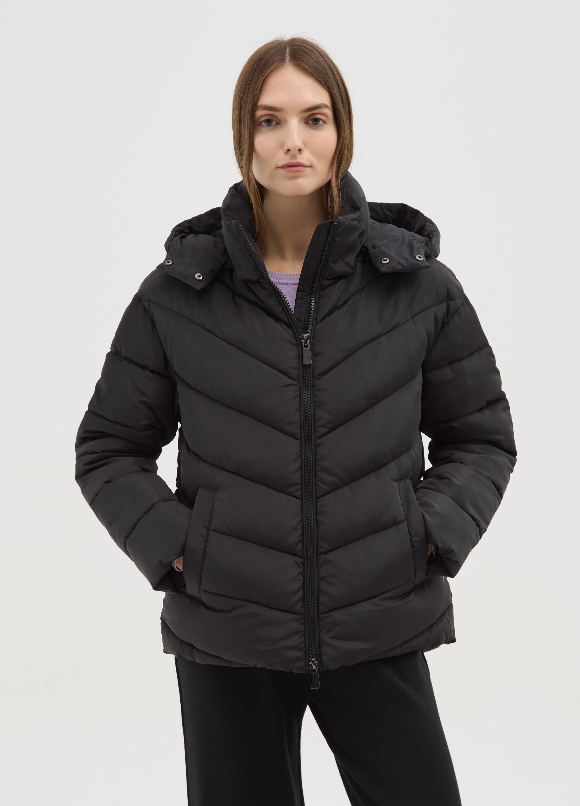 HYBRID, Giubbotto Trapuntato Nero Regular Fit, Donna, Nero, Taglia: L