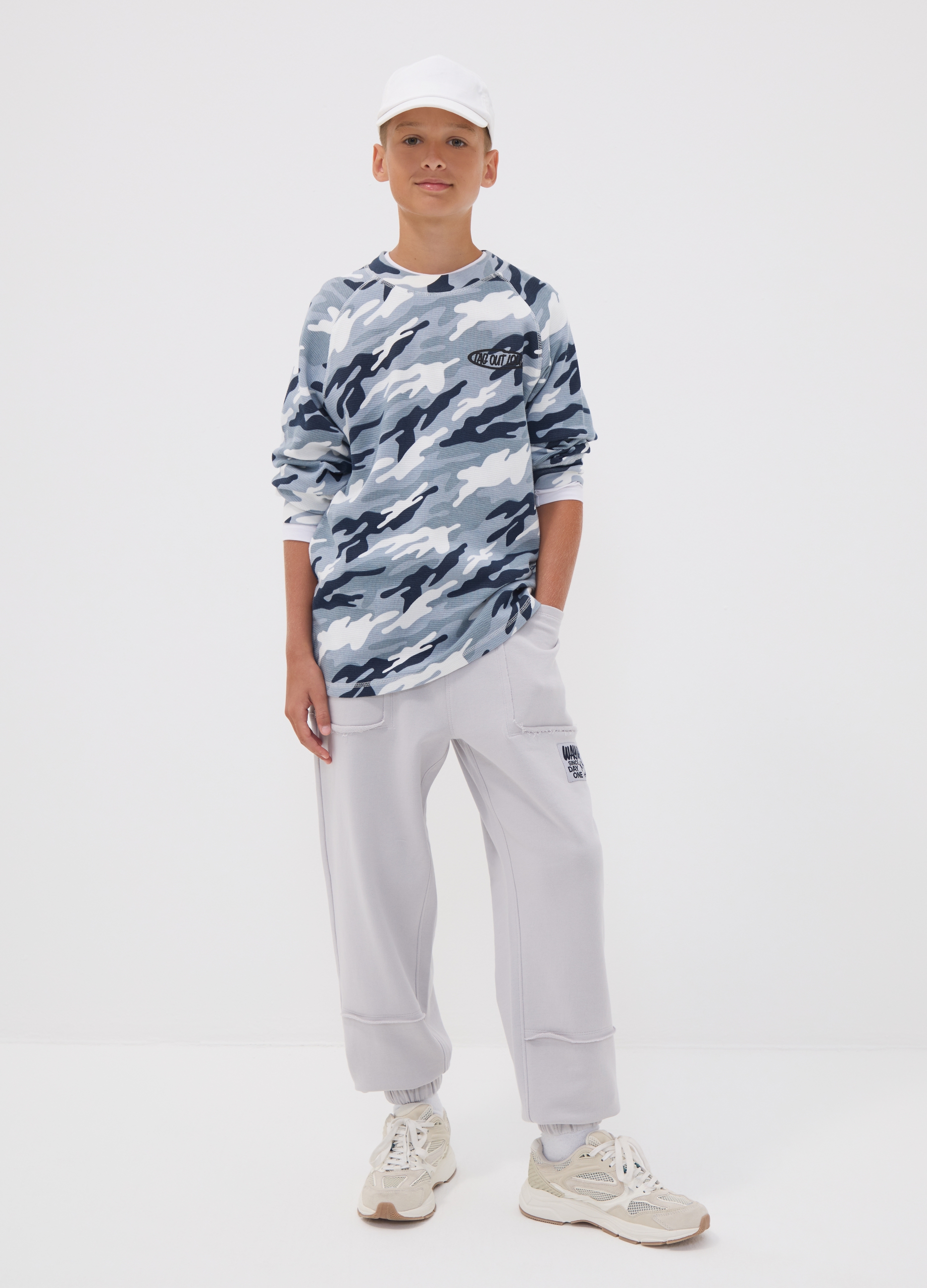 OVS KIDS, Pantaloni Jogger Grigi In Puro Cotone Con Grafica "way Up" Per Ragazzo, Bambino, Grigio, Taglia: 10-11