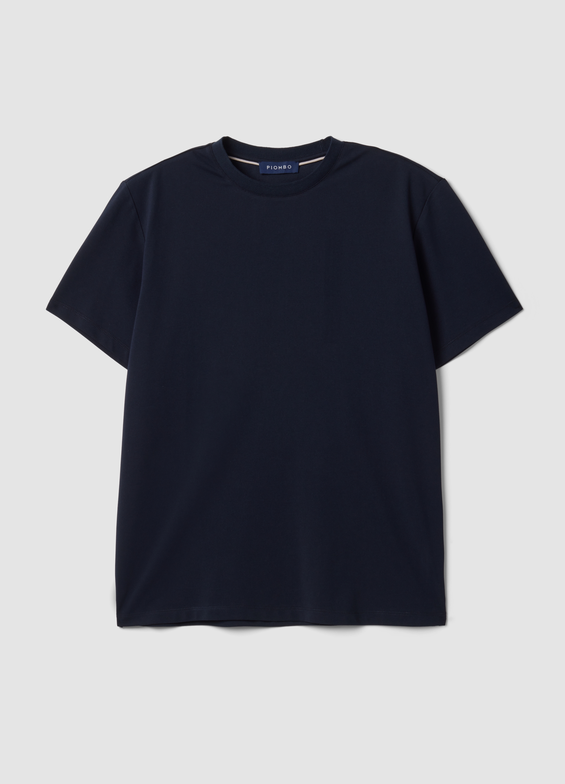 Piombo Tech, T-shirt Blu In Misto Cotone Piquet Elasticizzato Regular Fit Easy Dry, Uomo, Blu, Taglia: M