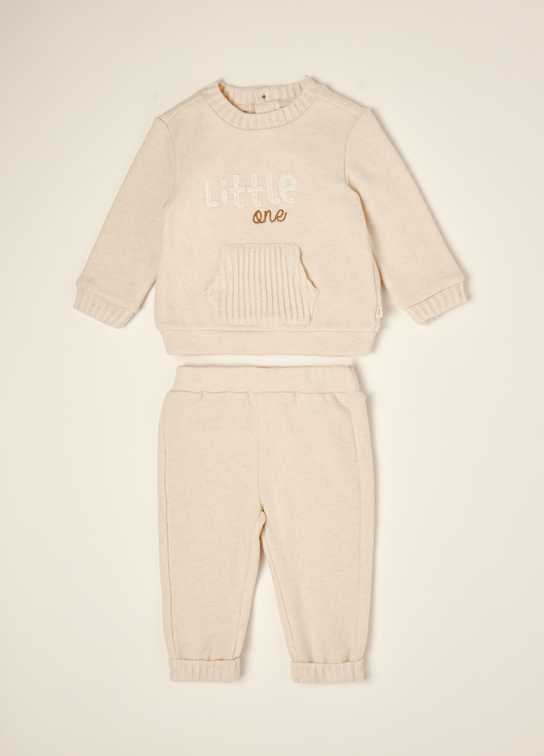 IANA, Completo Beige In Cotone E Viscosa Elasticizzati Con Scritta Ricamata, Neonato, Beige, Taglia: 3