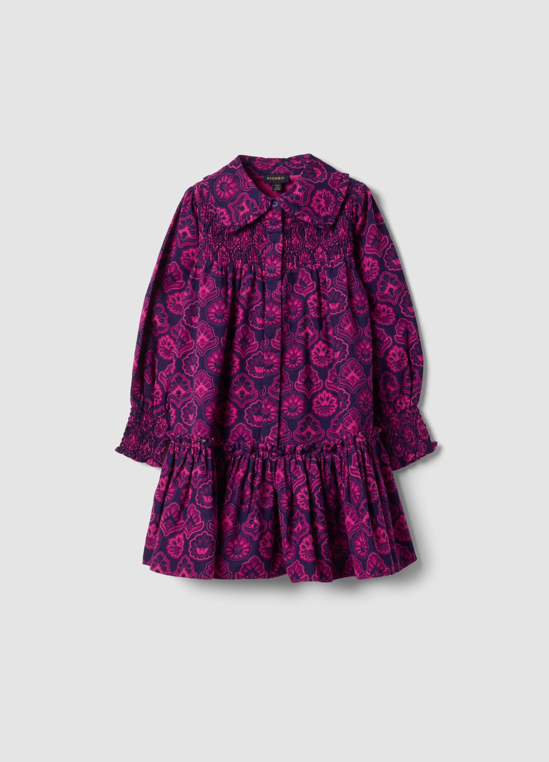 PIOMBO KIDS, Abito Viola A Coste In Puro Cotone Con Collo Serafino, Bambina, Viola, Taglia: 12