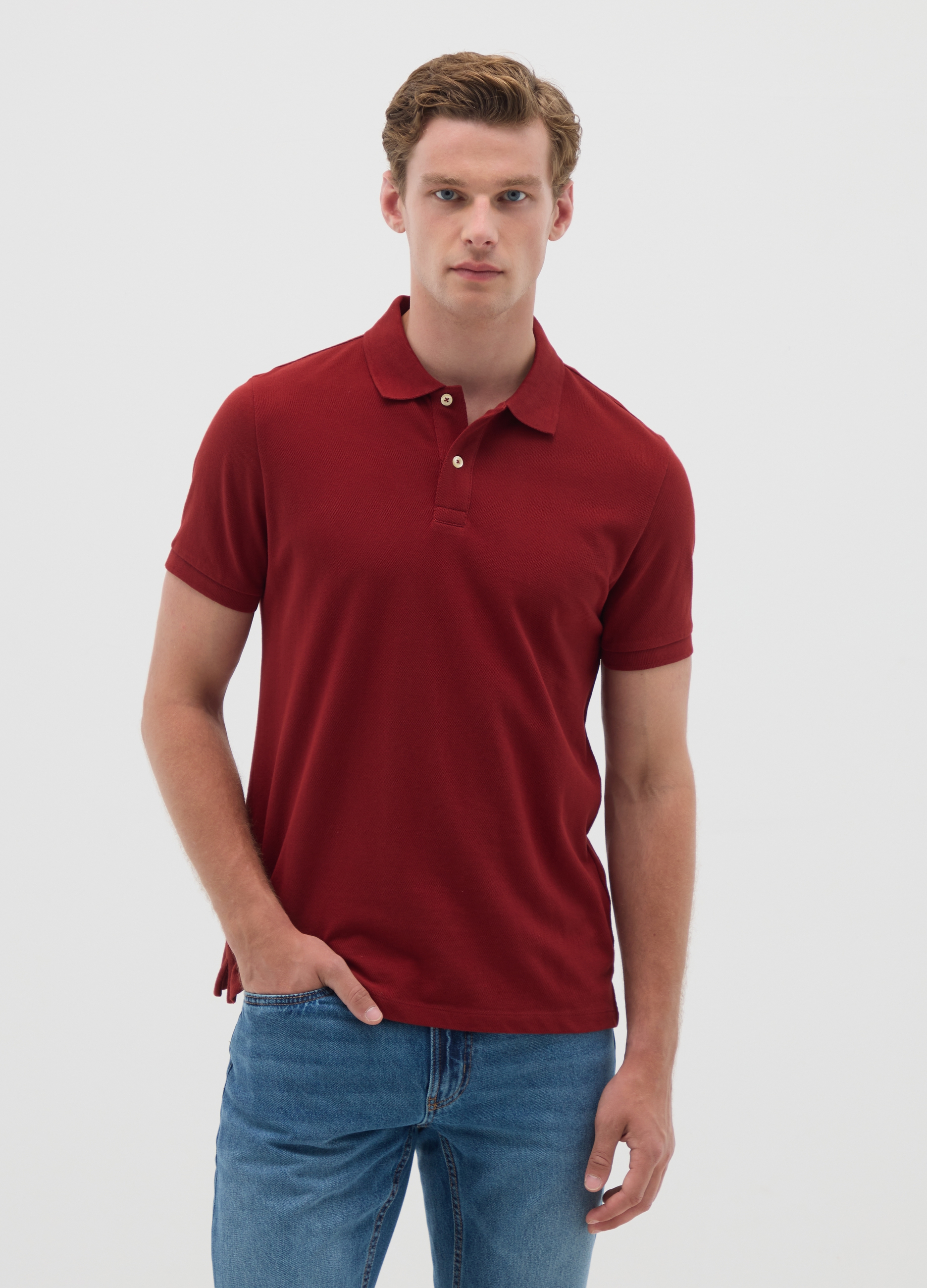 OVS , Polo Da Uomo In Puro Cotone Rosso Regular Fit, Rosso, Taglia: S