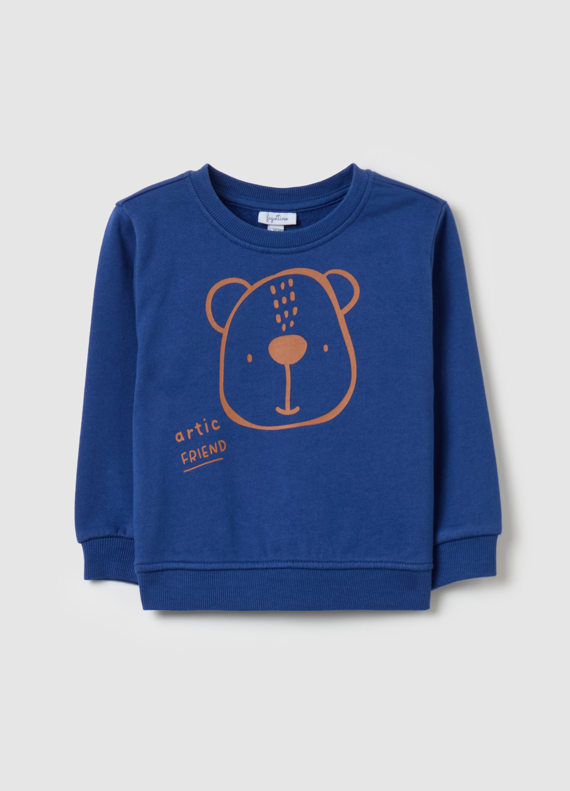 Sudadera De Algodón Con Estampado Osito, Niño, Azul real, Talla: 24-30