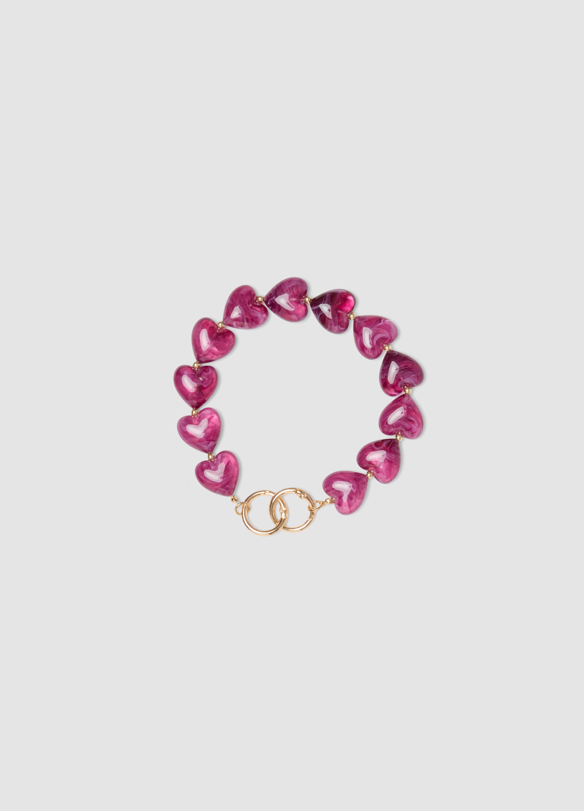 OVS, Bracciale Viola Con Cuori, Donna, Viola, Taglia: ONE SIZE